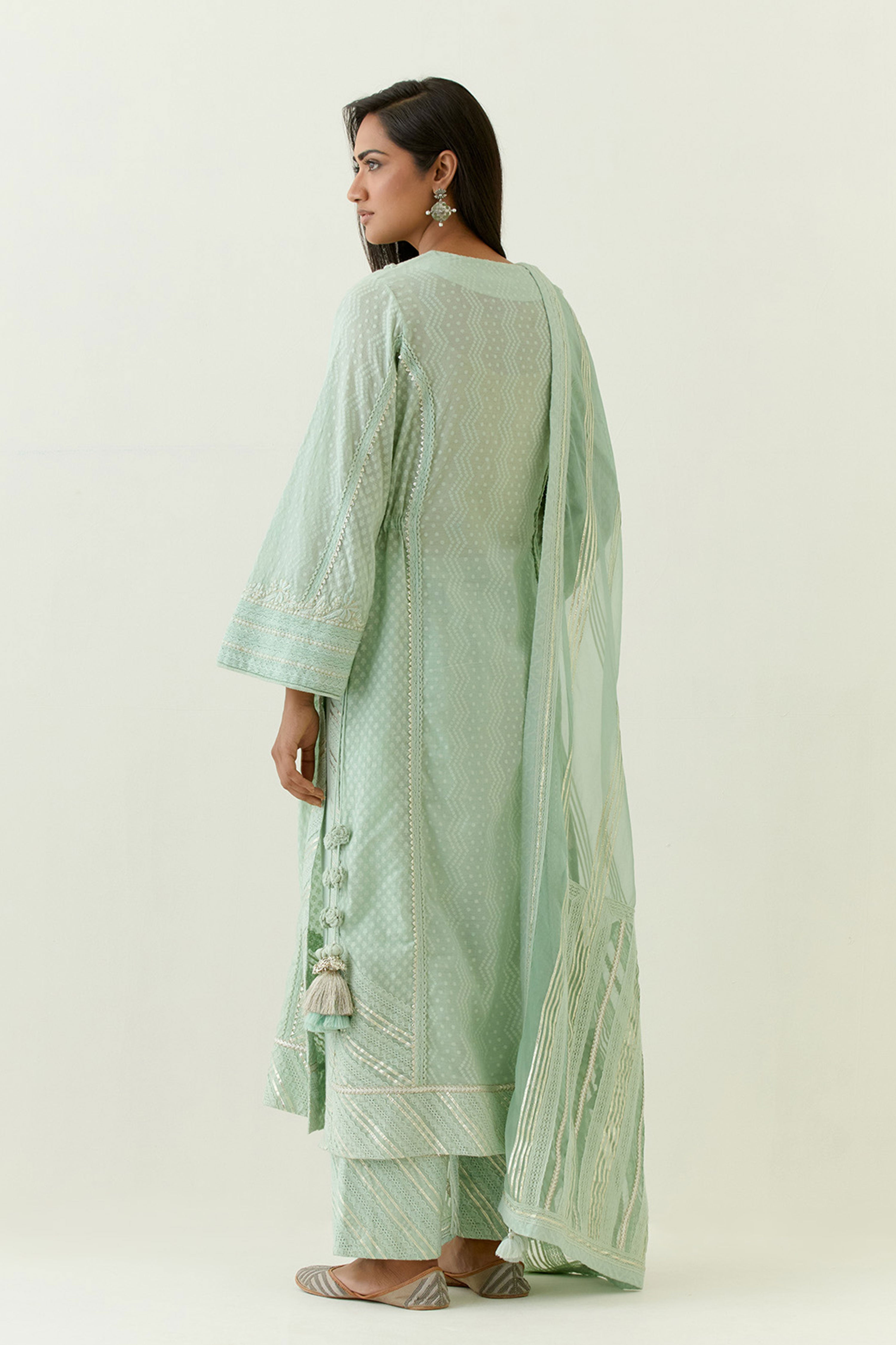 Jamdani Kaftan With Slip And Pants