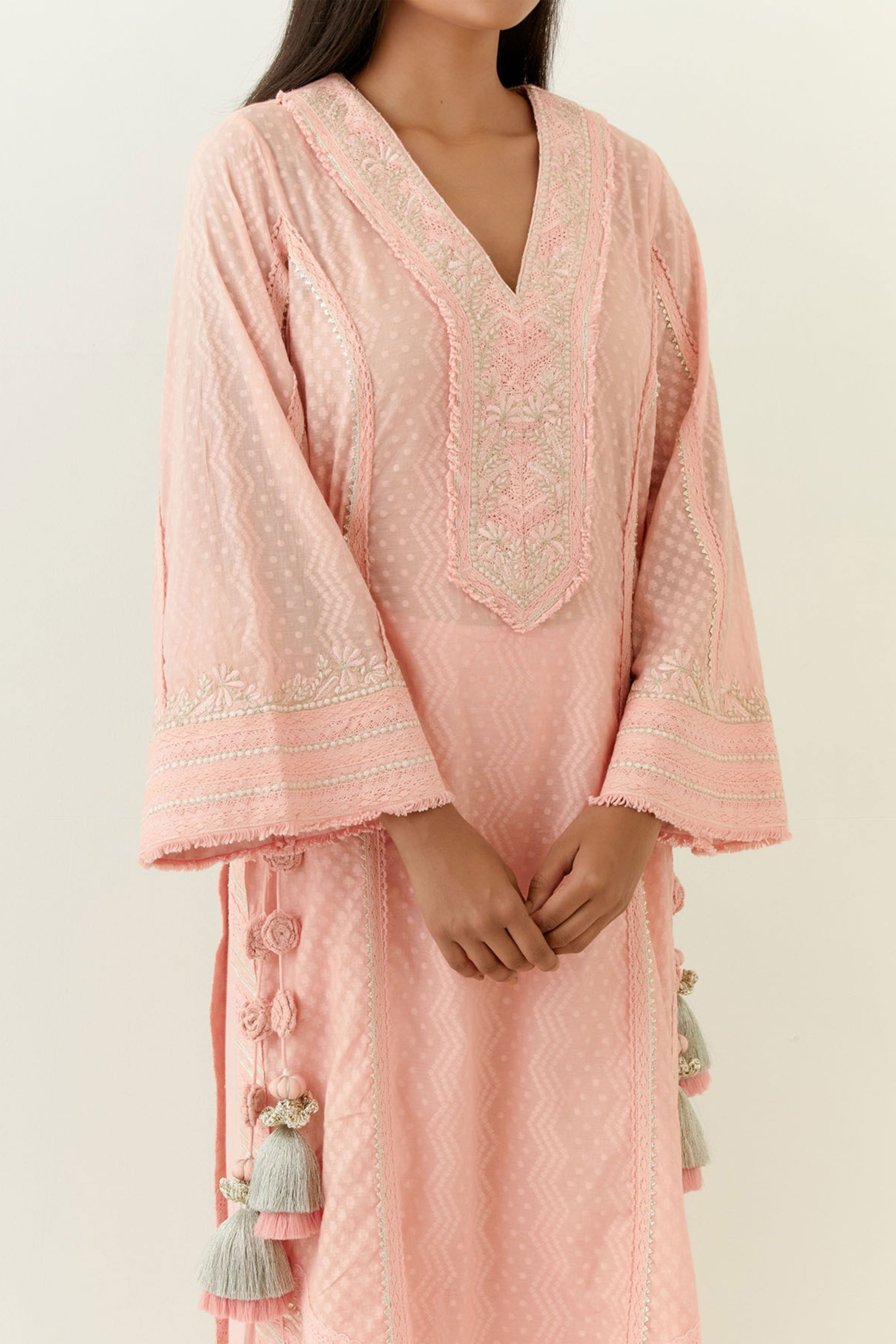 Jamdani Kaftan With Slip And Pants