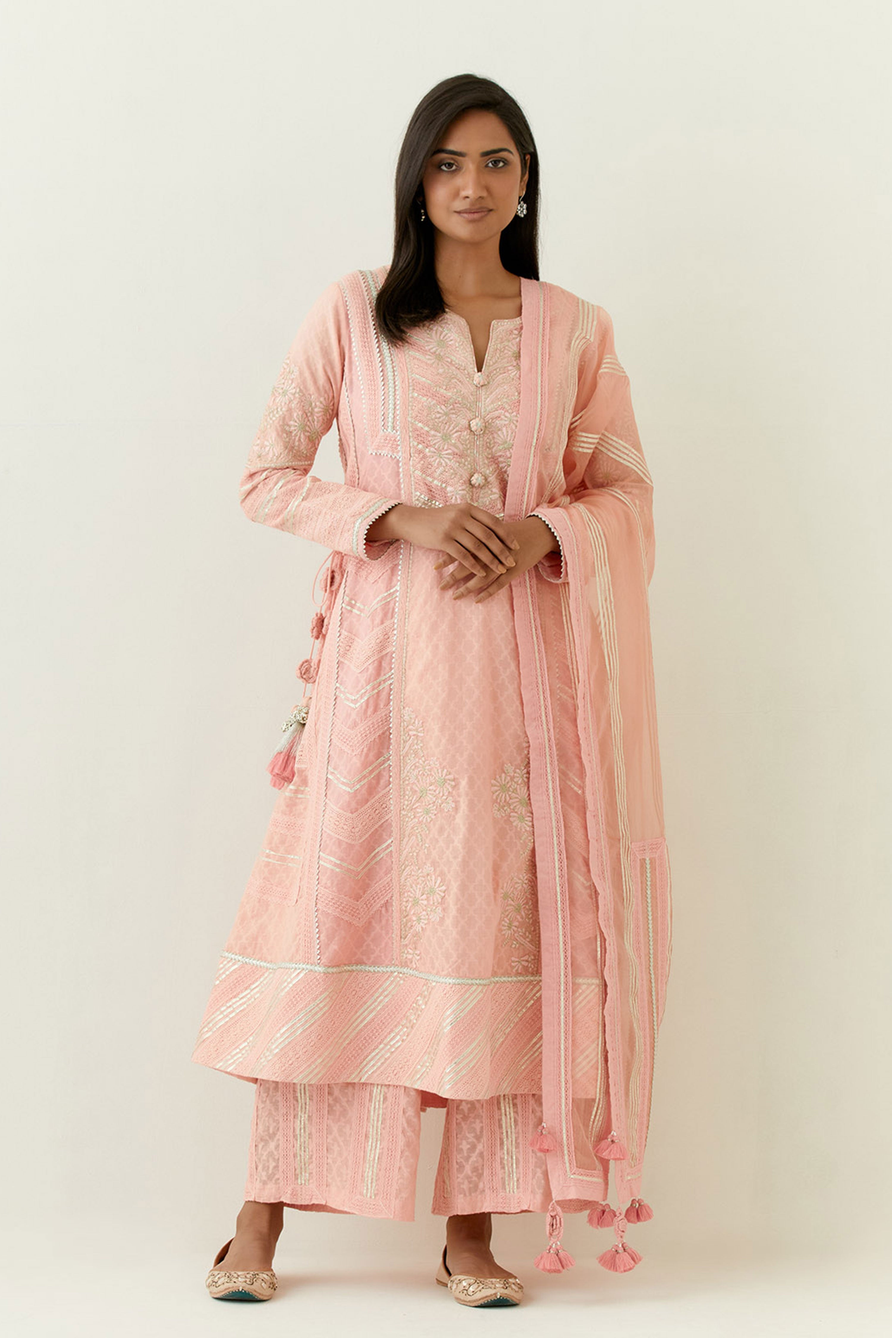 Jamdani Kaftan With Slip And Pants