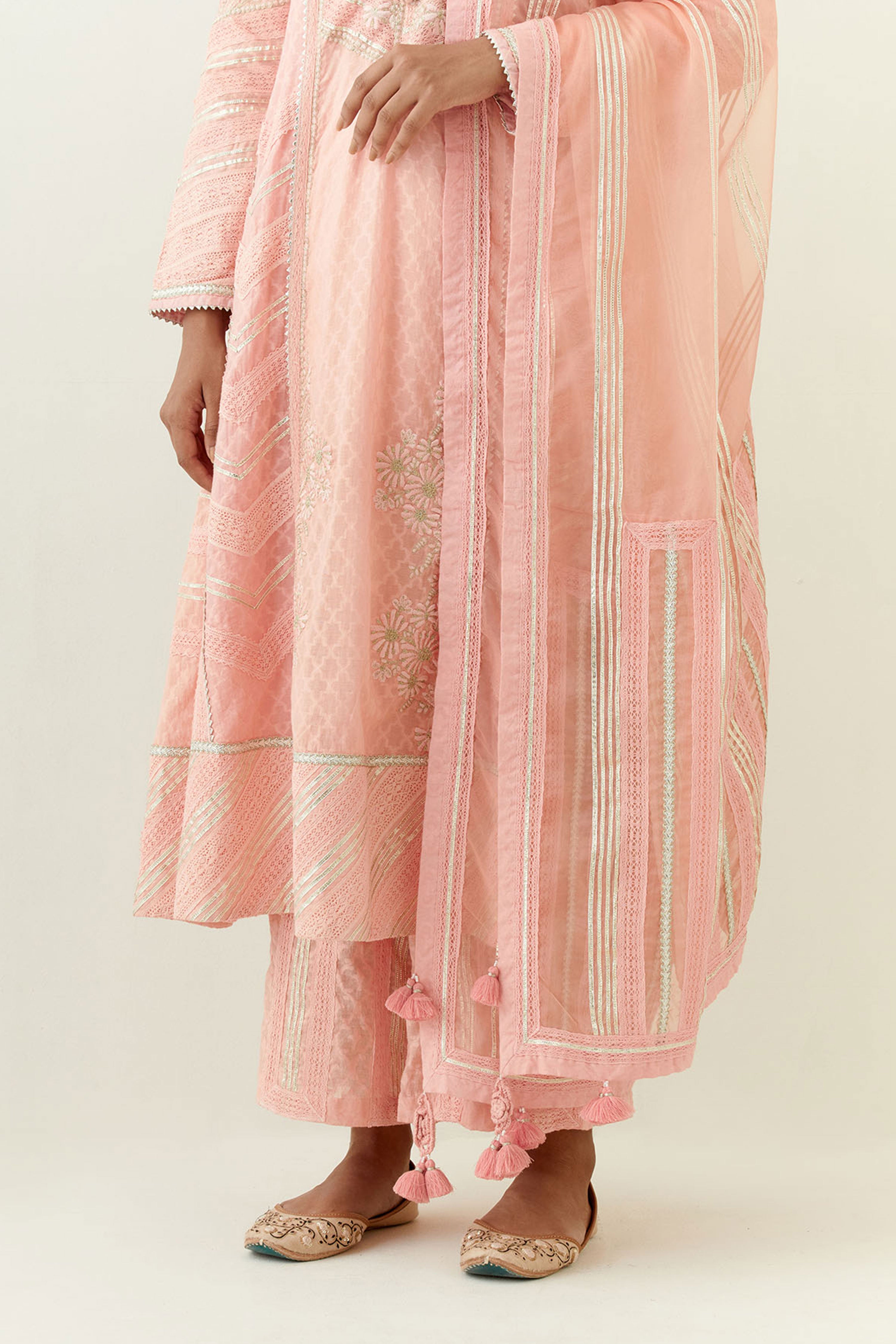 Jamdani Side Tie-Up Kurta With Pants