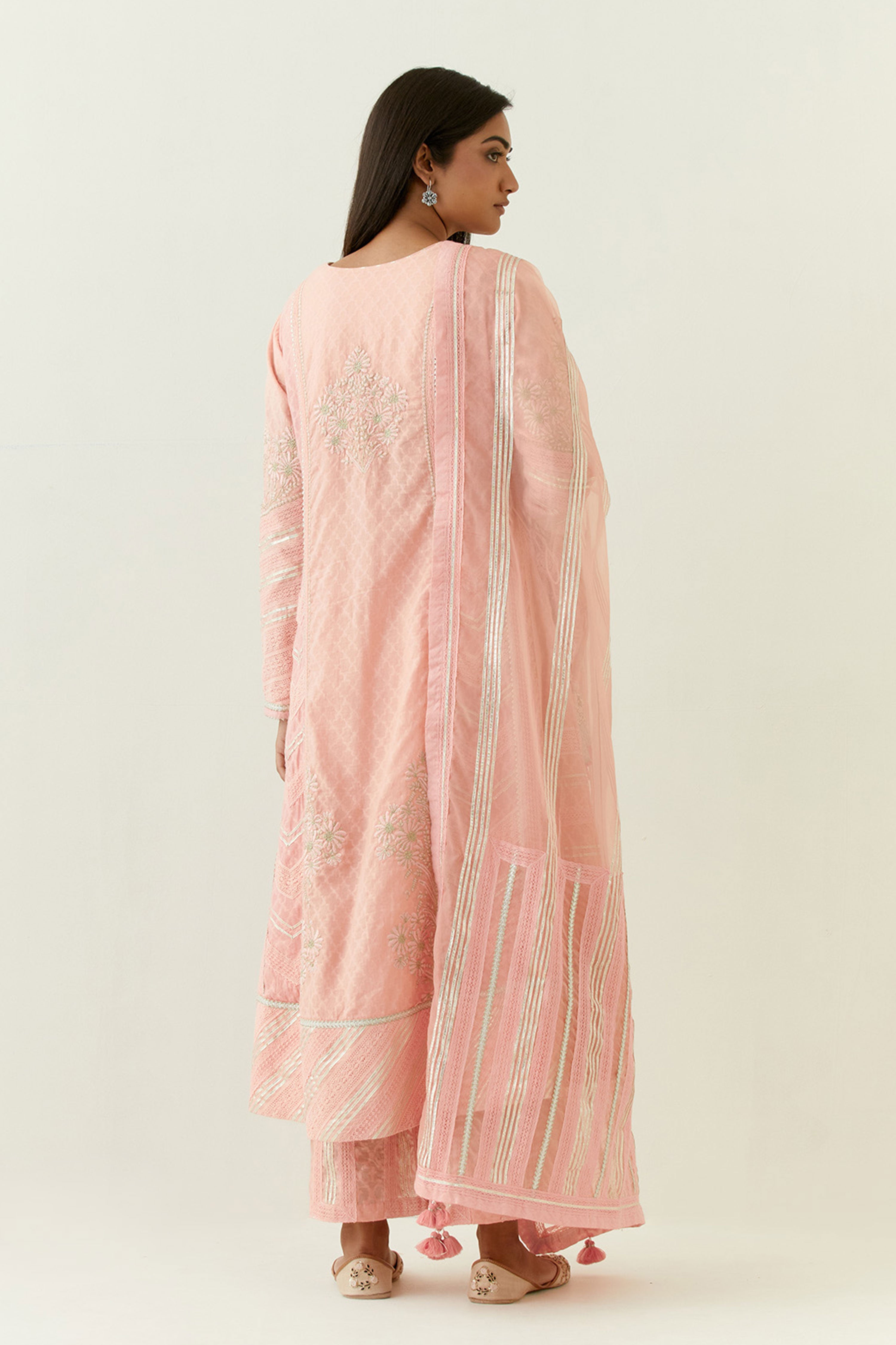 Jamdani Side Tie-Up Kurta With Pants