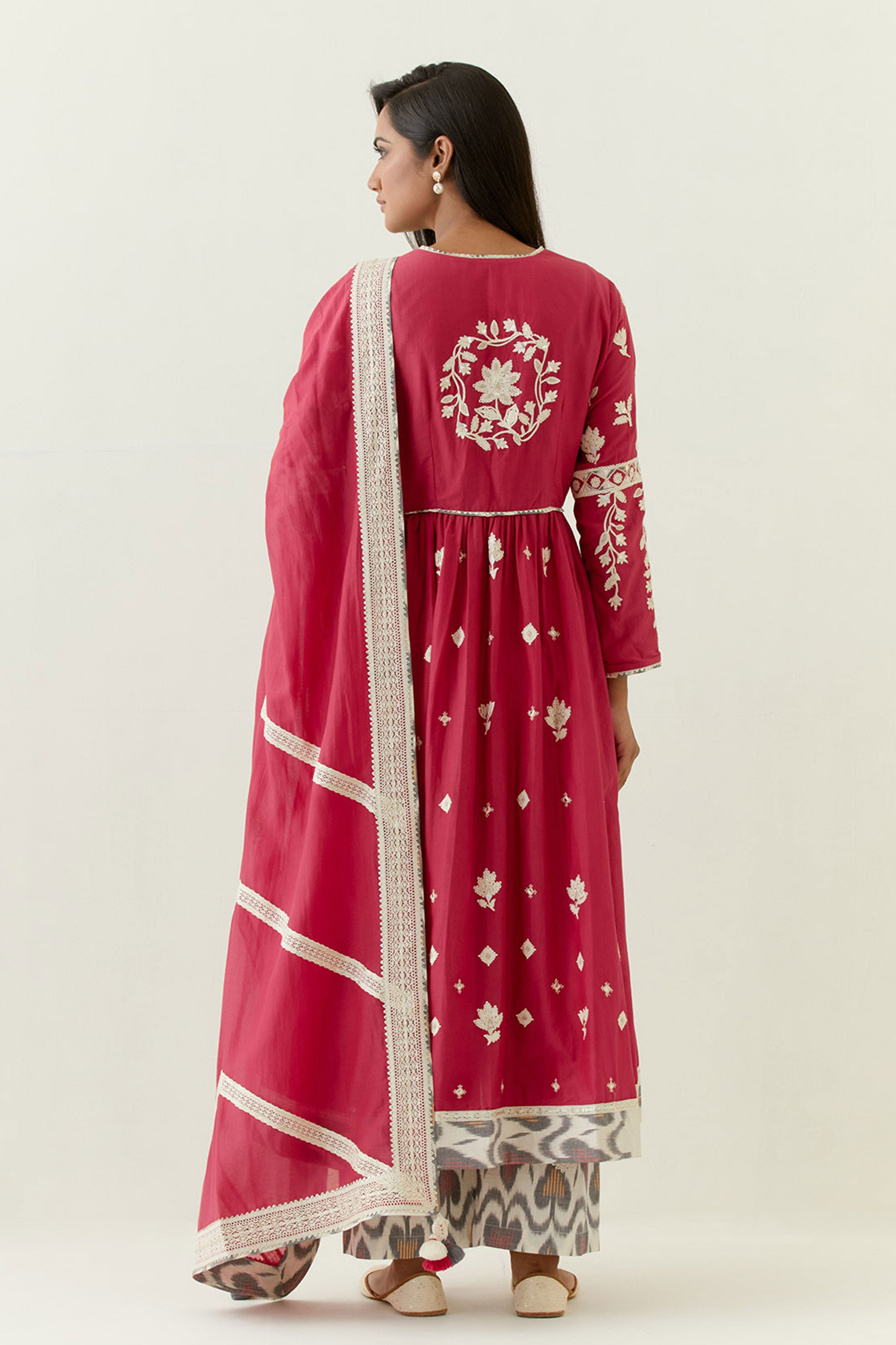 Meher V Neck Long Kurta With Flared Pants