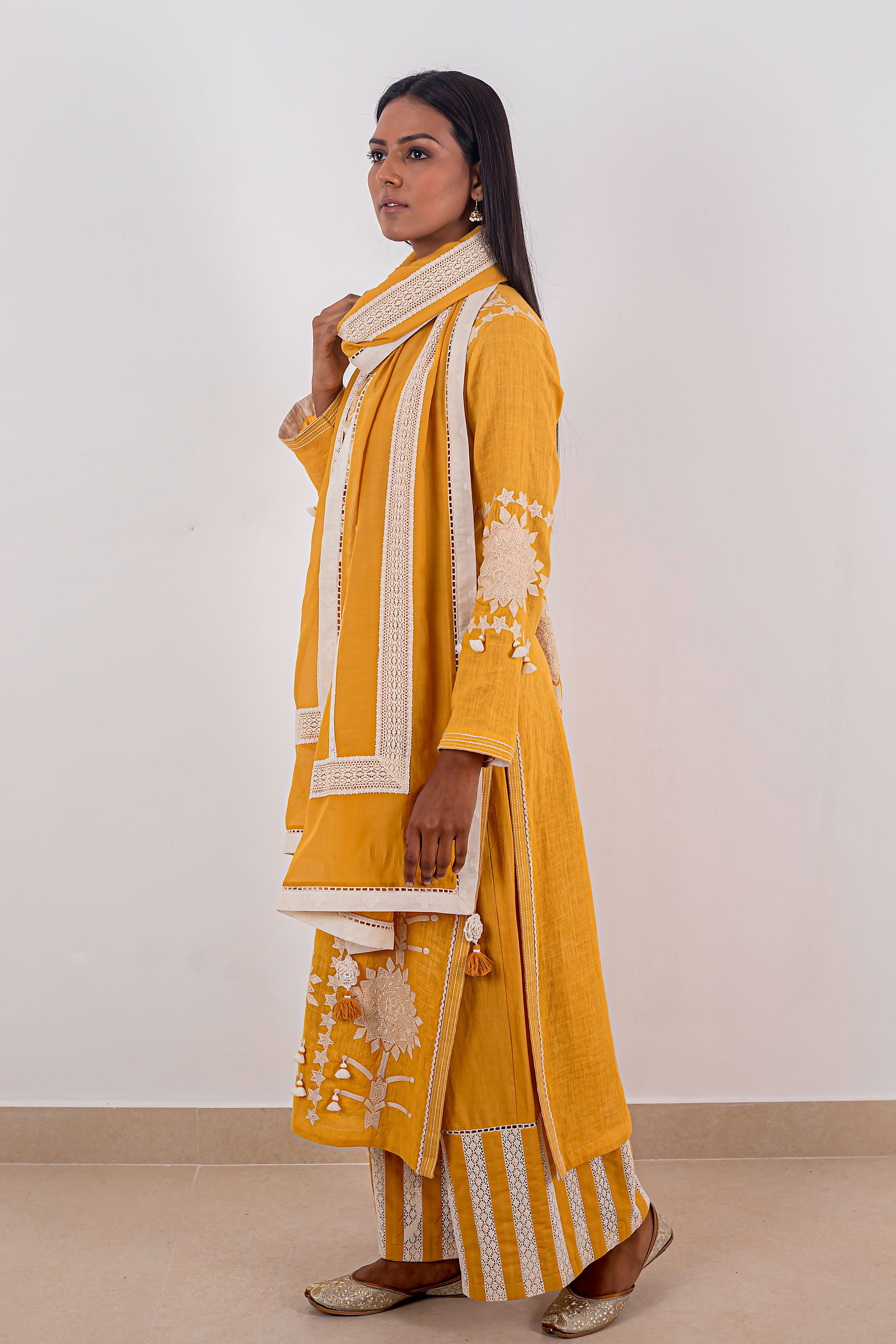Sunflower Long Kurta With Wide Straight Pants