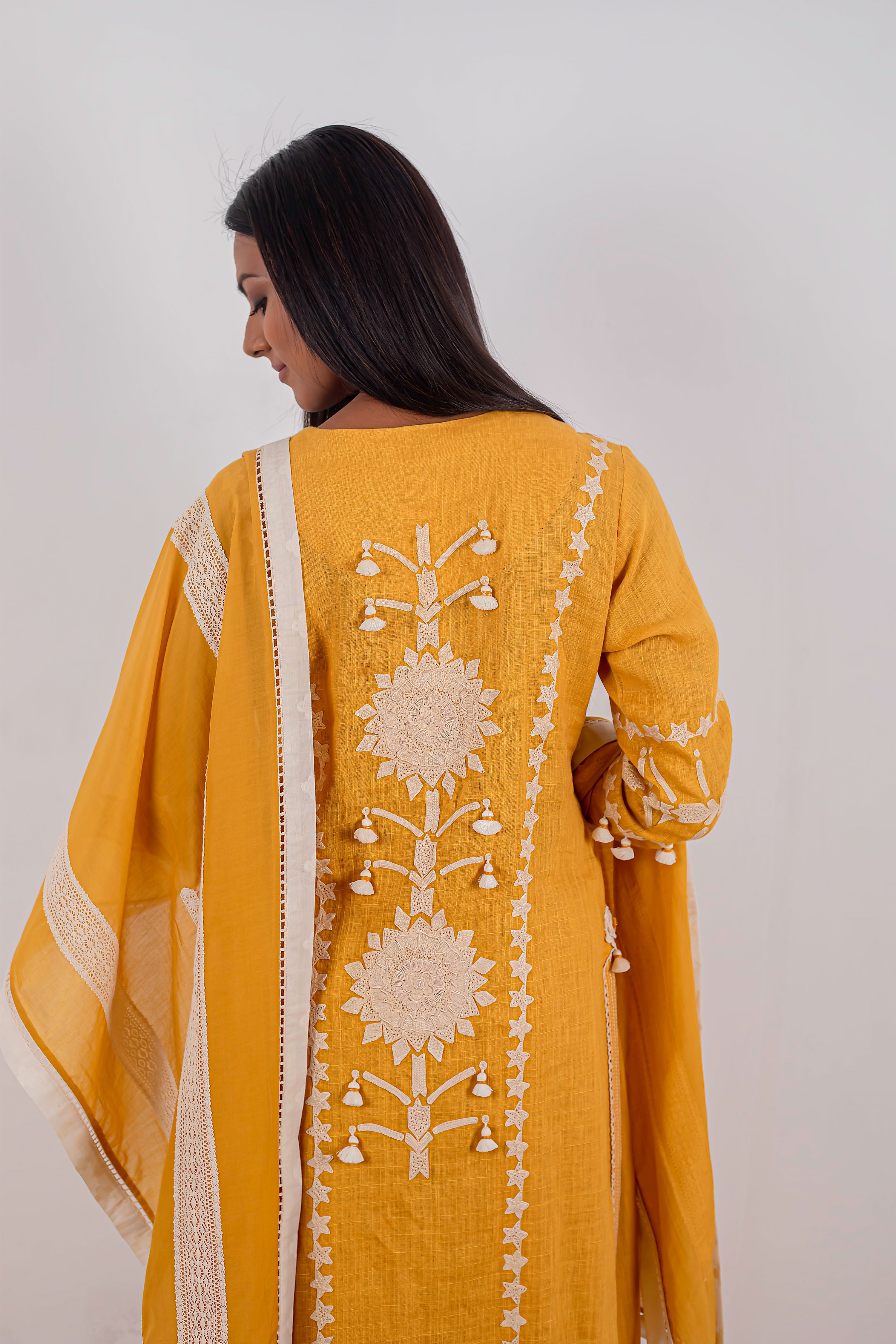 Sunflower Long Kurta With Wide Straight Pants