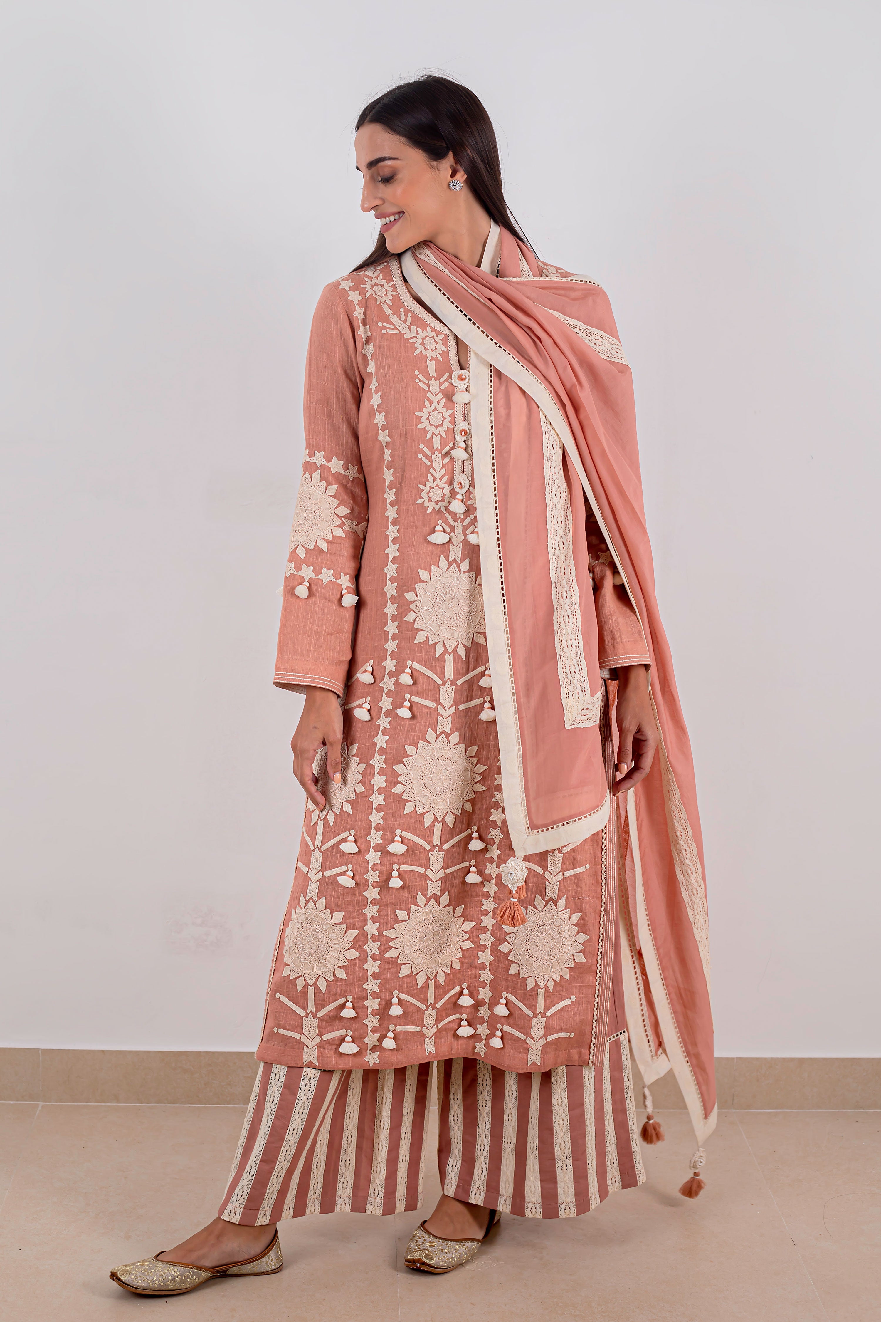 Sunflower Long Kurta With Wide Straight Pants