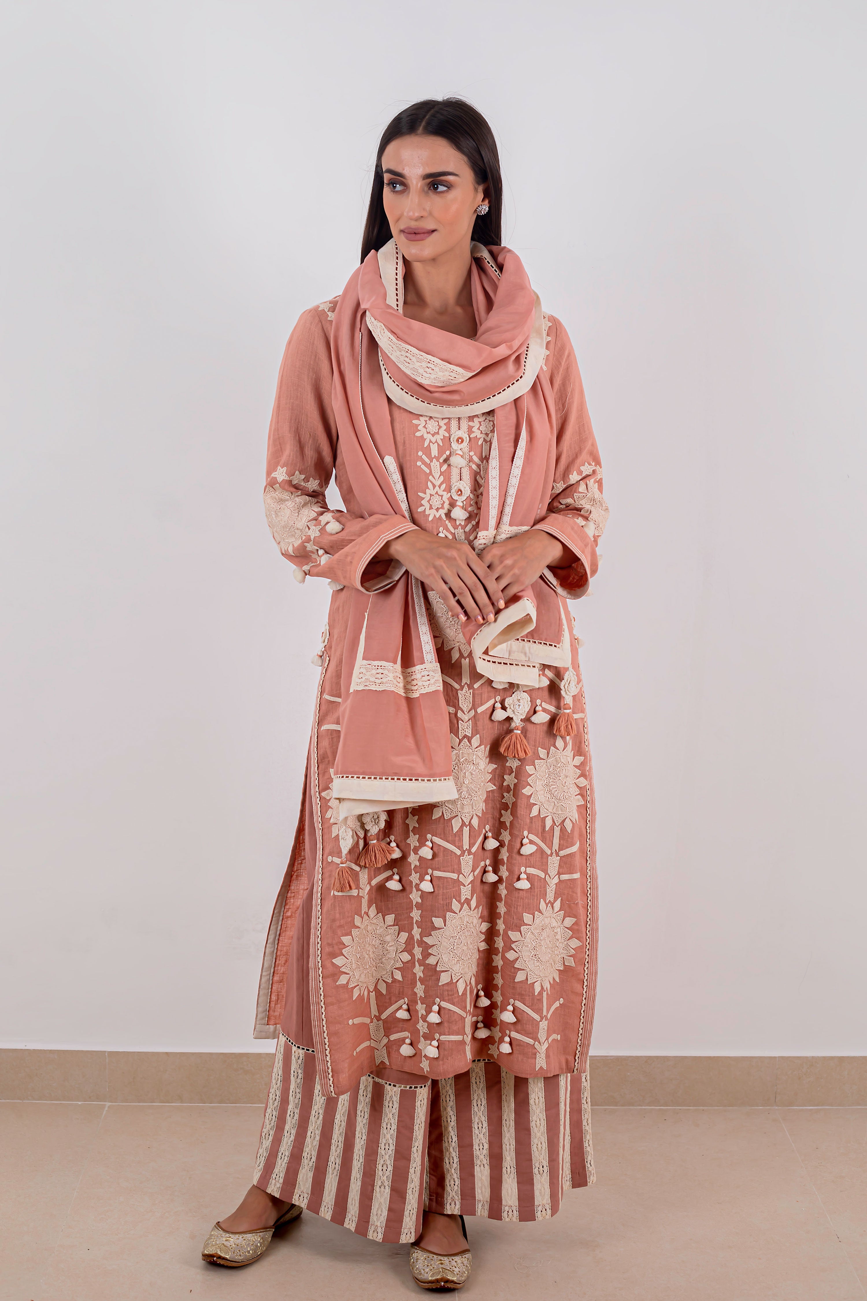 Sunflower Long Kurta With Wide Straight Pants