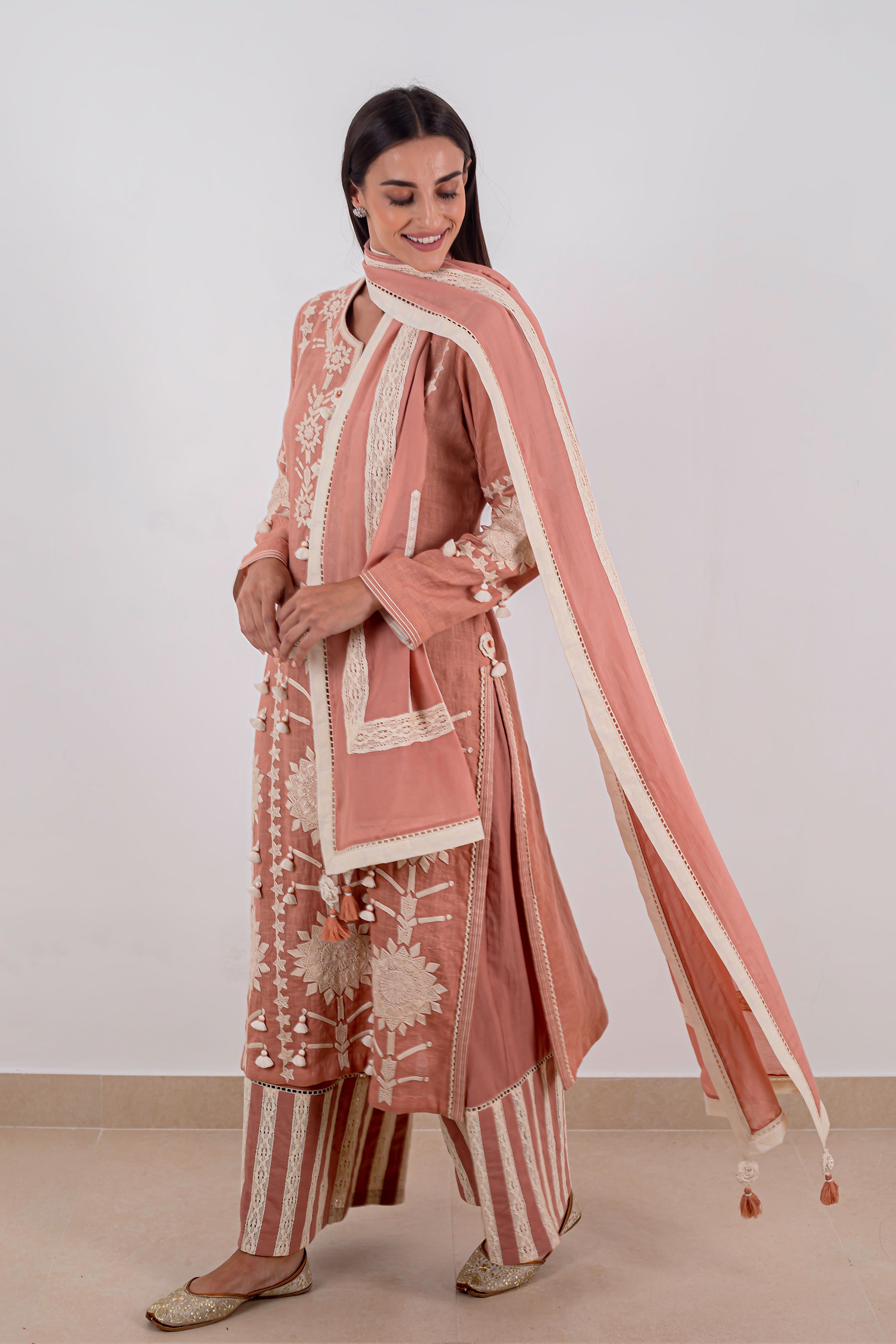 Sunflower Long Kurta With Wide Straight Pants