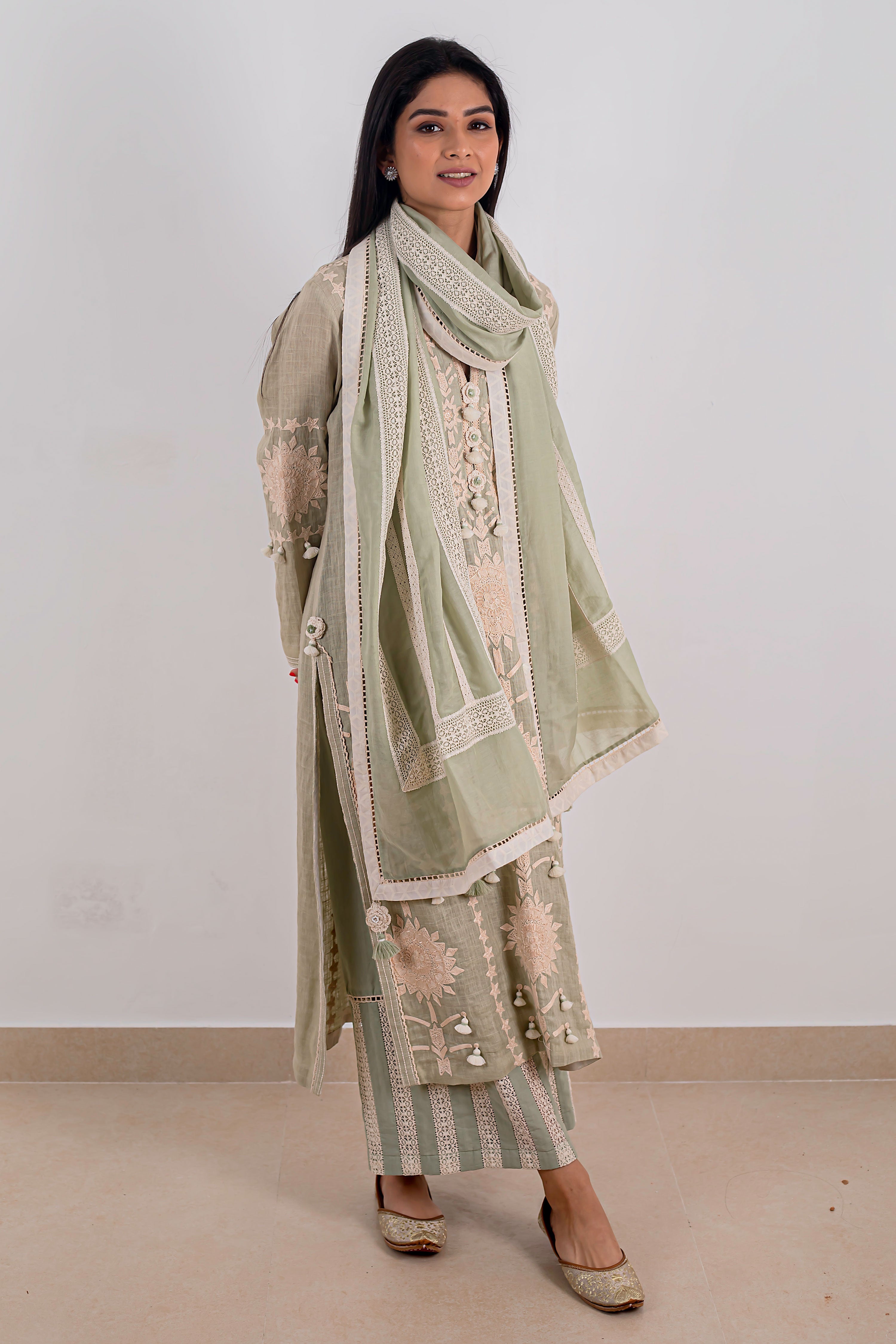 Sunflower Long Kurta With Wide Straight Pants