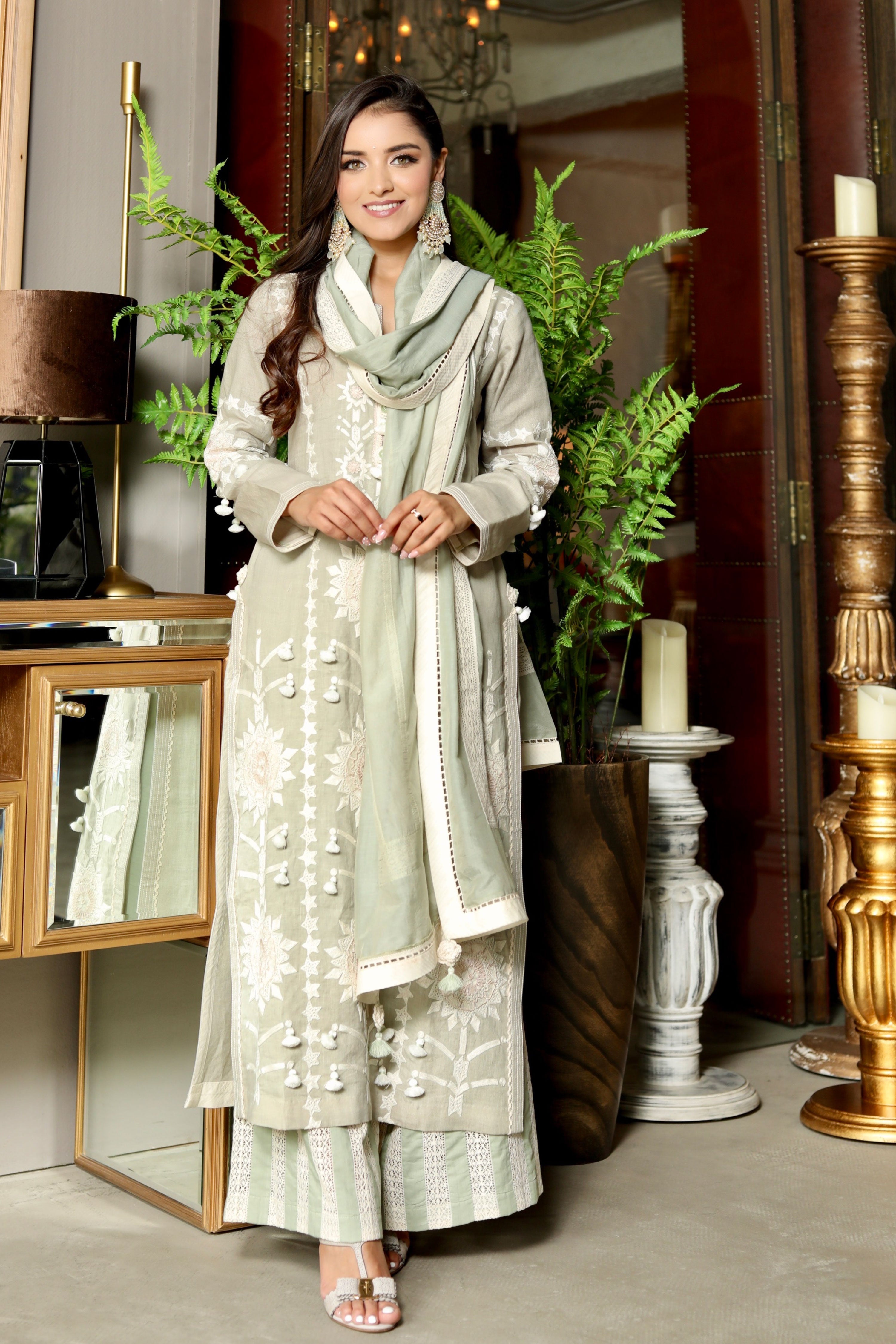 Sunflower Long Kurta With Wide Straight Pants