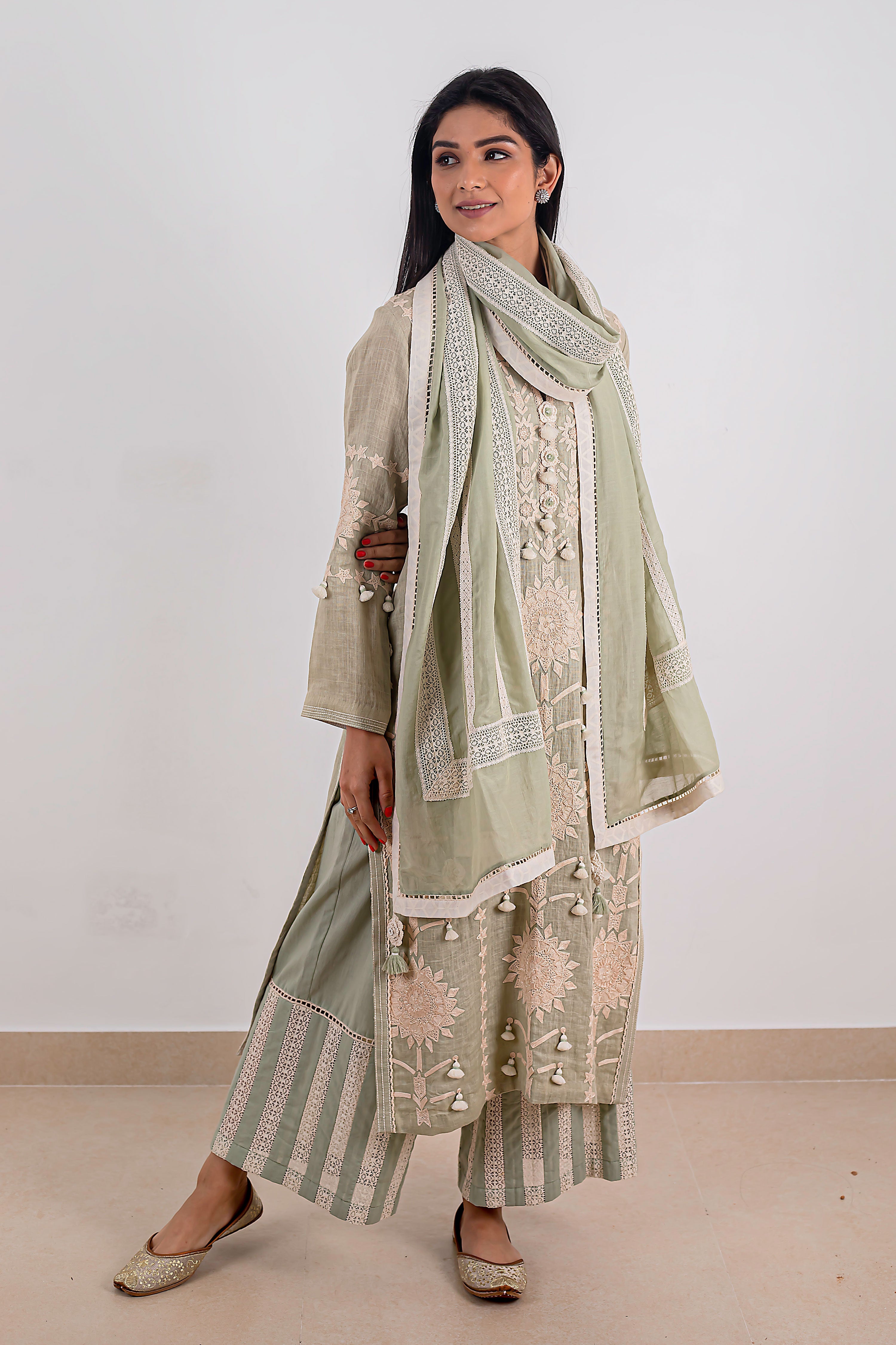 Sunflower Long Kurta With Wide Straight Pants