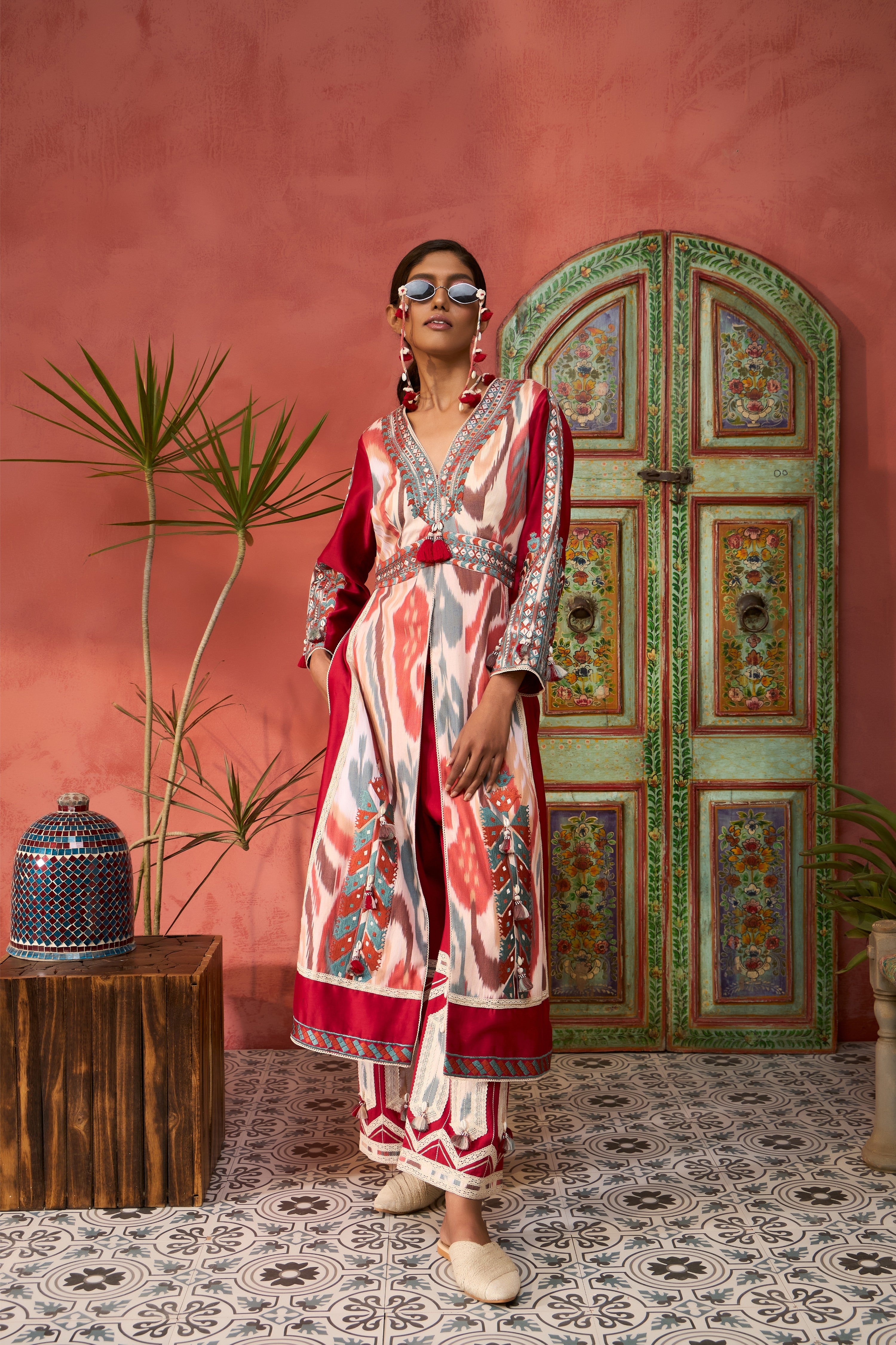 Ikat Baloch Front-Open With Pants