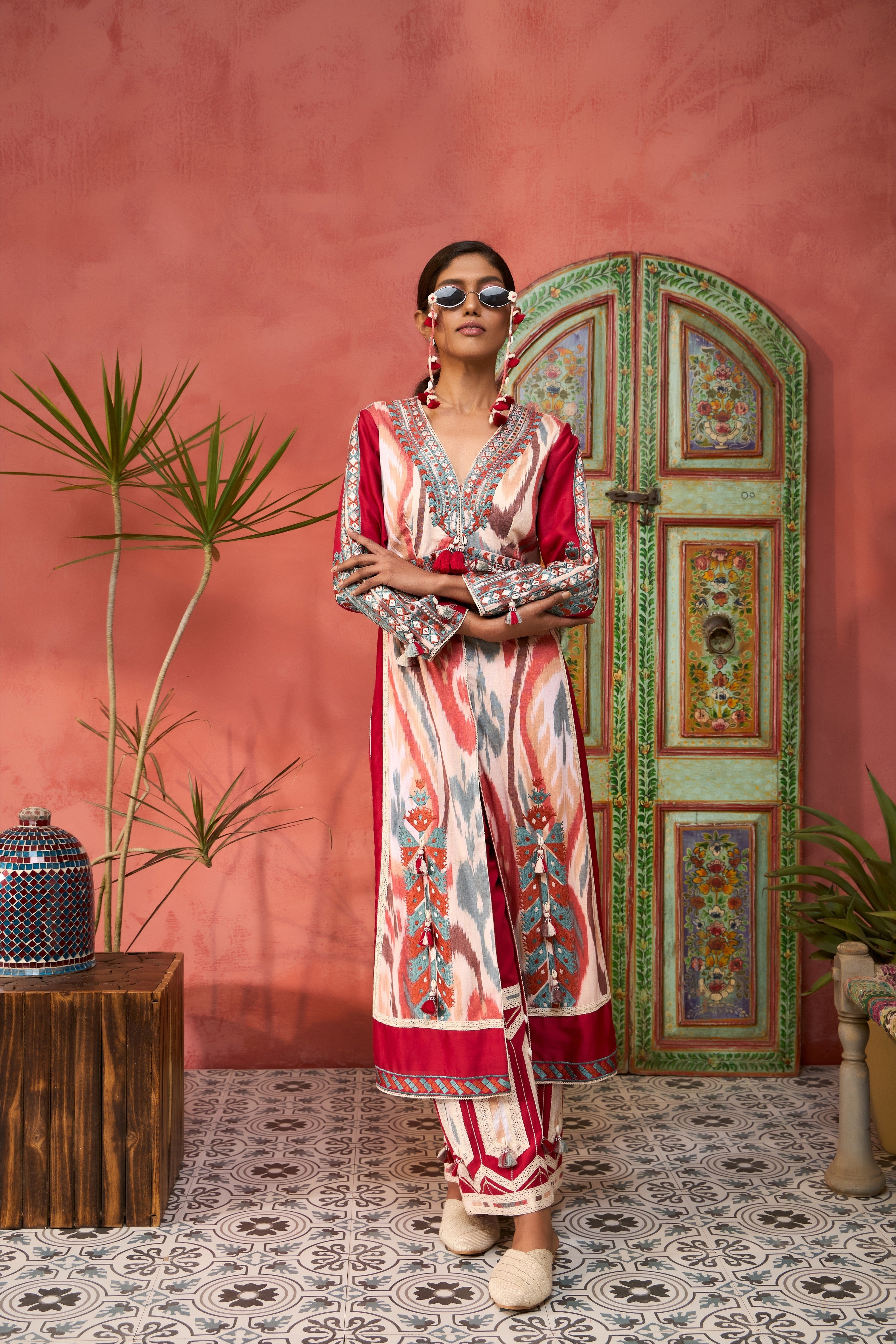 Ikat Baloch Front-Open With Pants