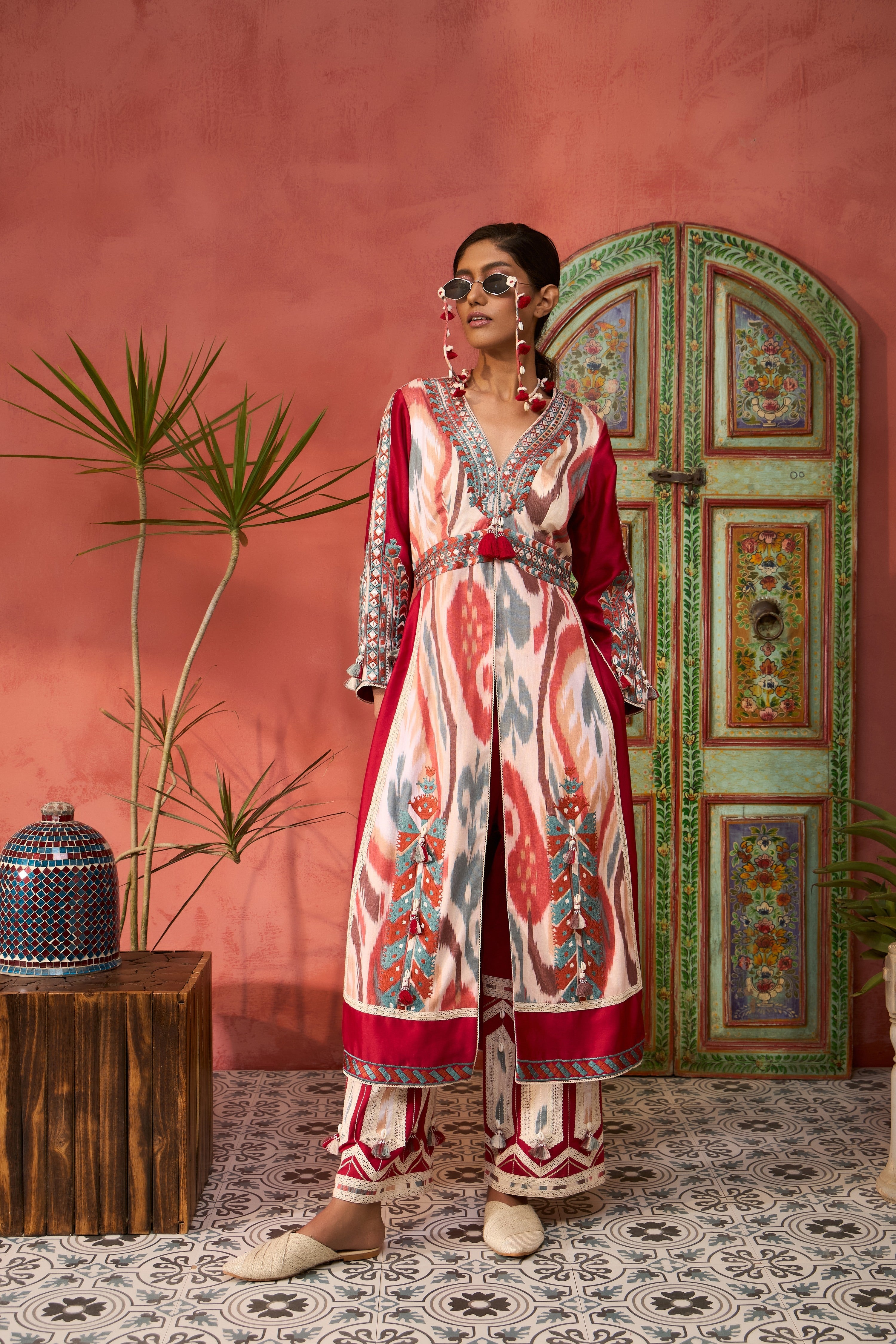 Ikat Baloch Front-Open With Pants
