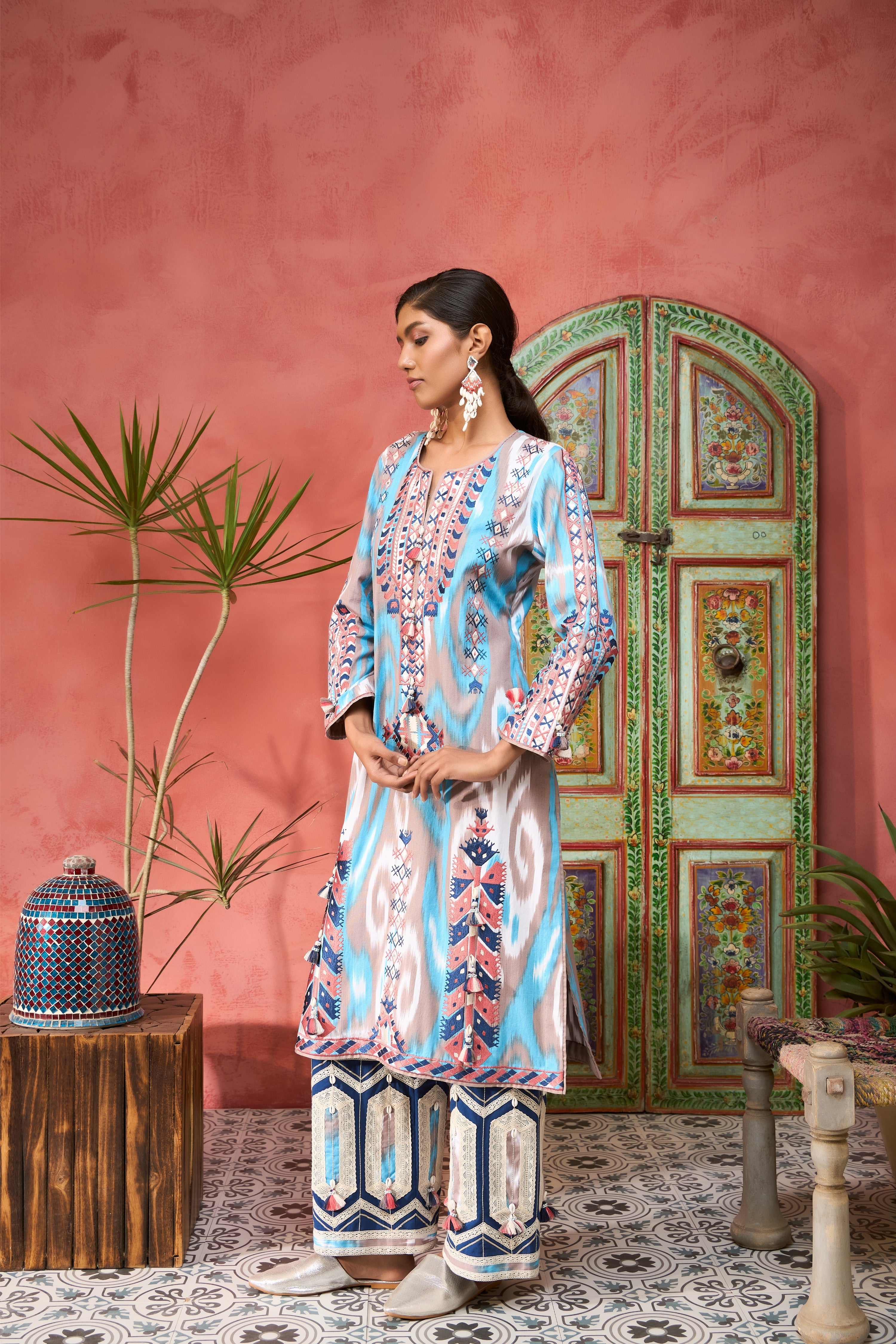 Ikat Baloch Long With Pants