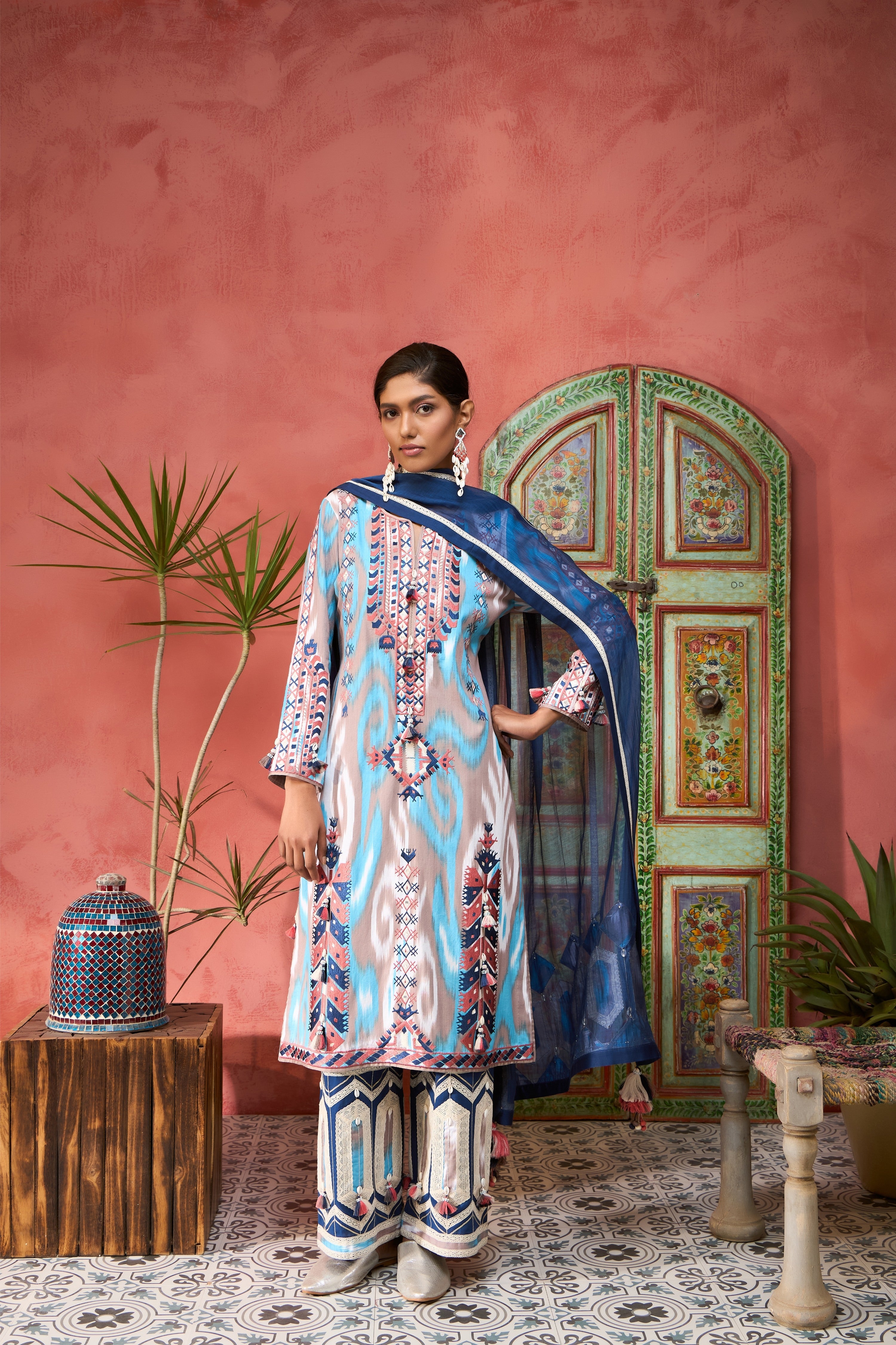Ikat Baloch Long With Pants