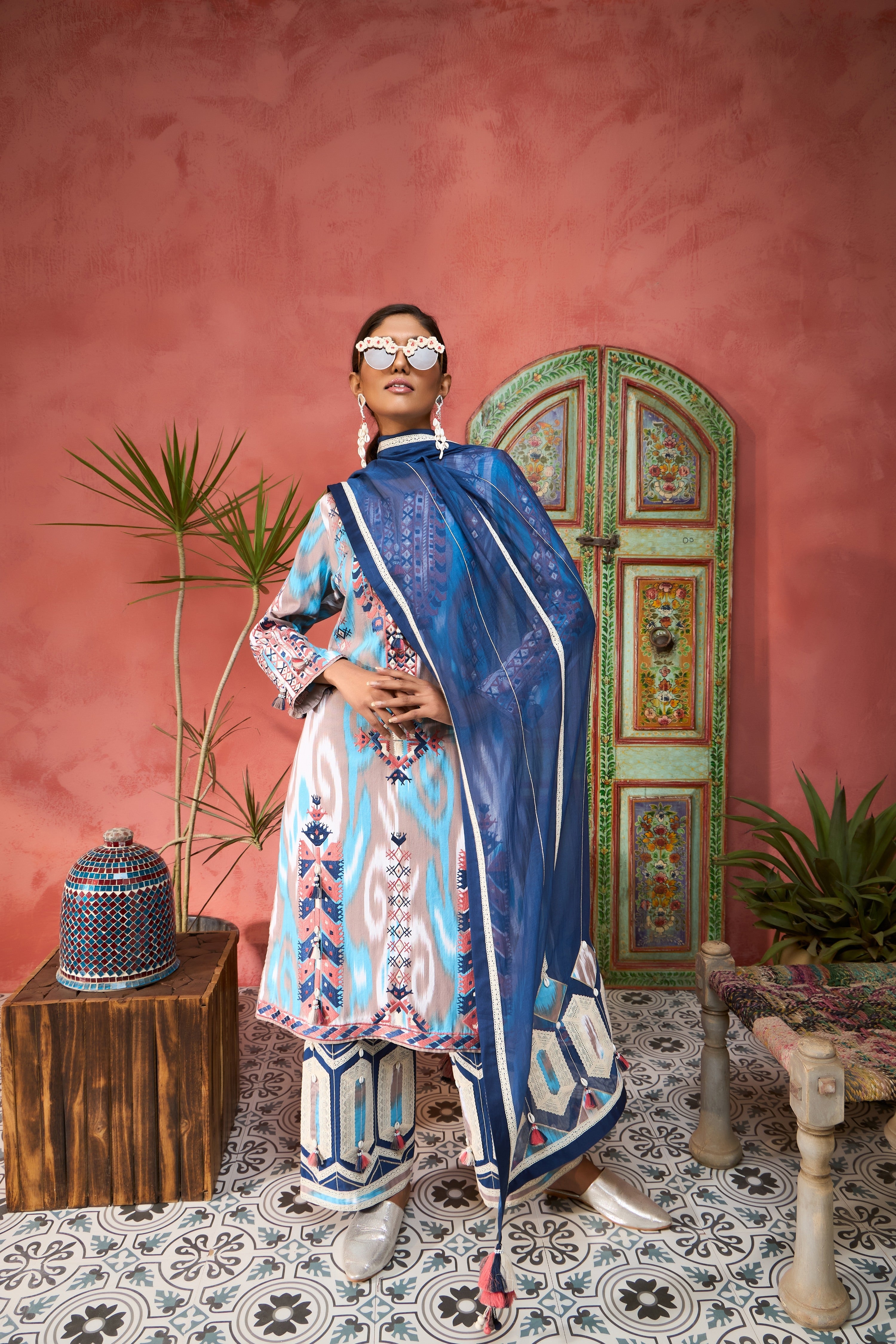 Ikat Baloch Long With Pants