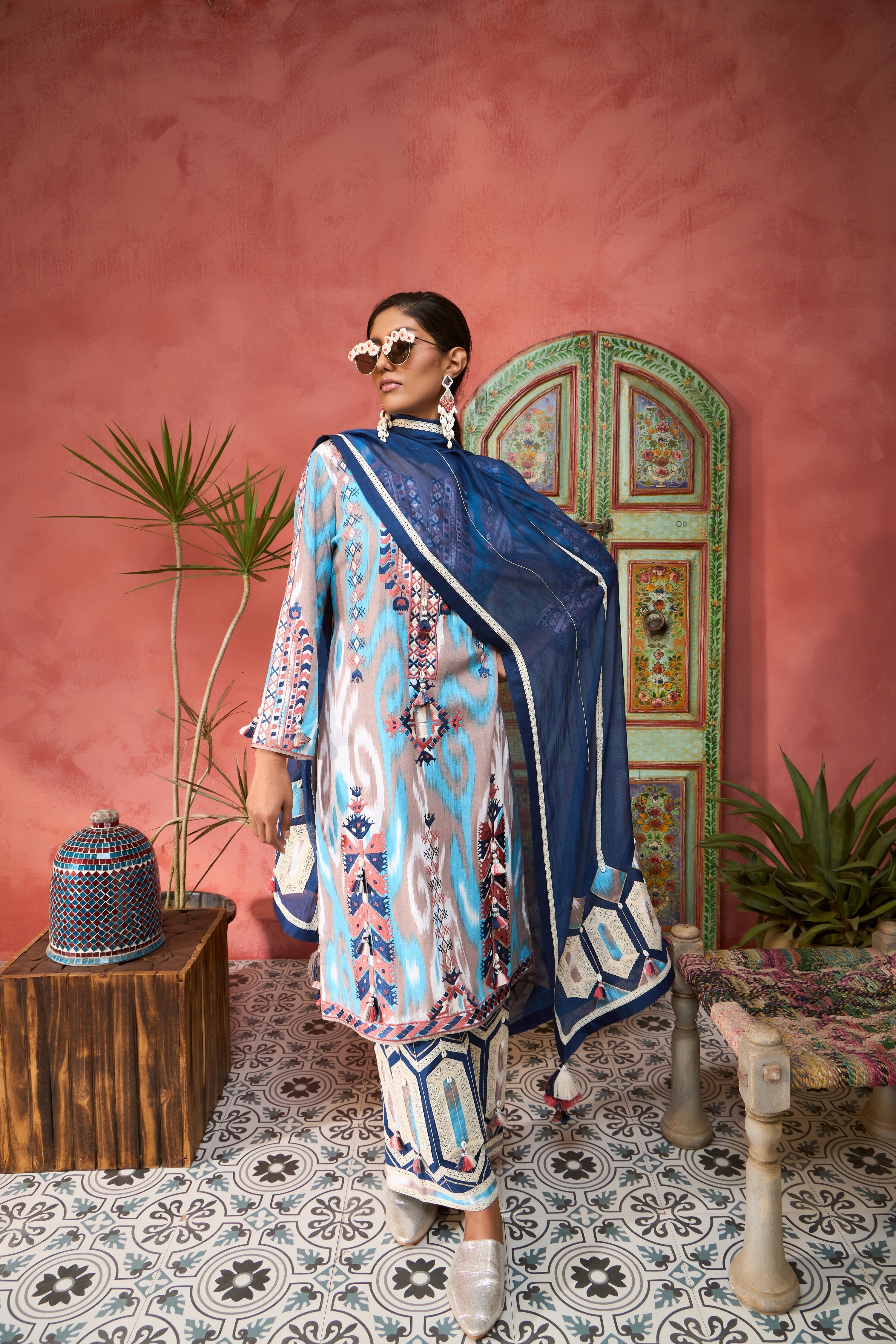 Ikat Baloch Long With Pants