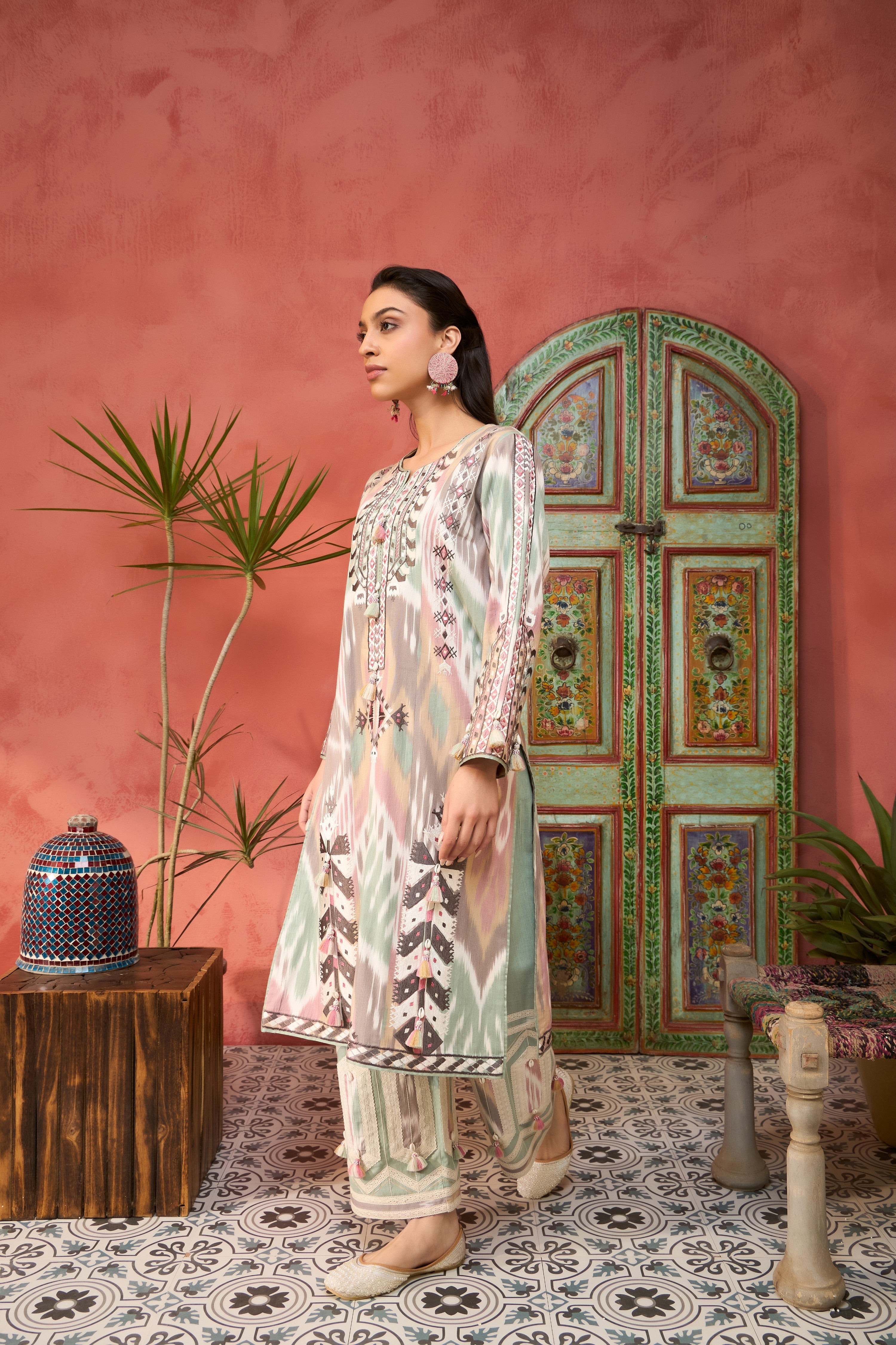 Ikat Baloch Long With Pants