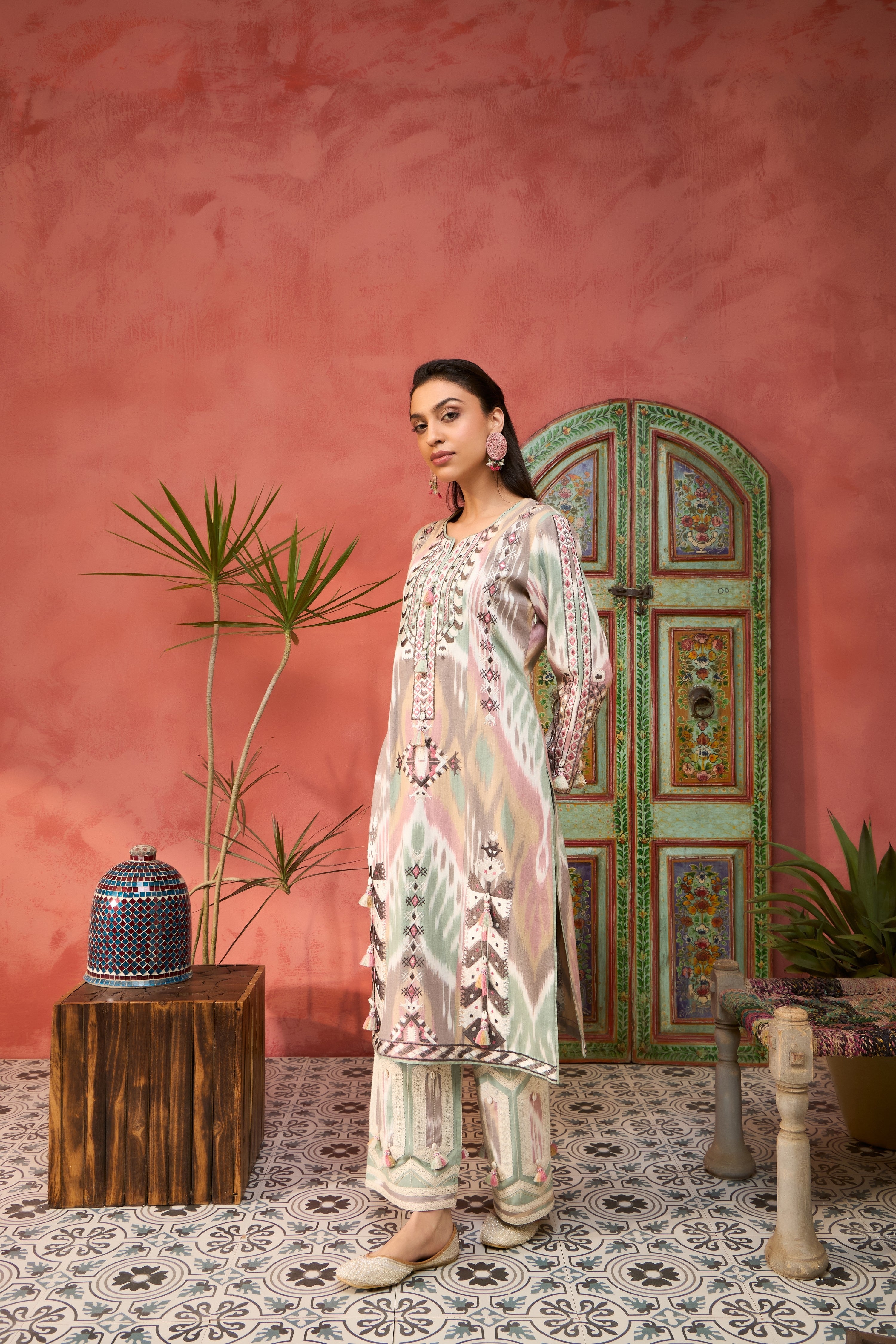 Ikat Baloch Long With Pants