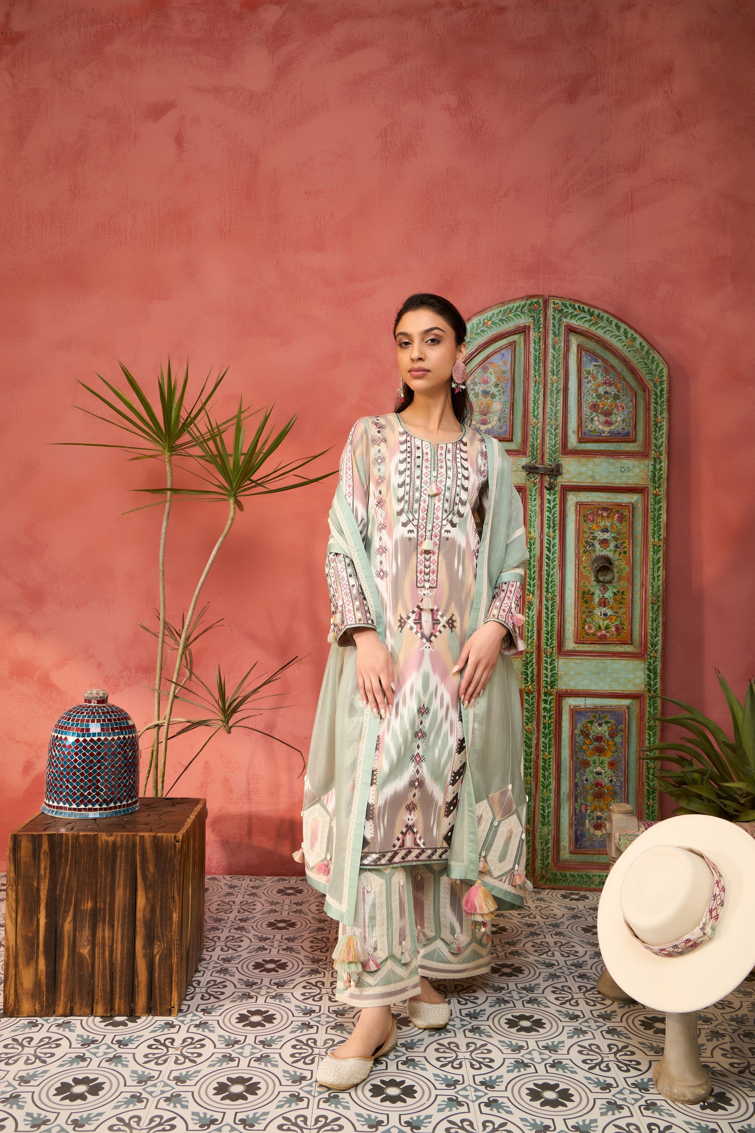Ikat Baloch Long With Pants