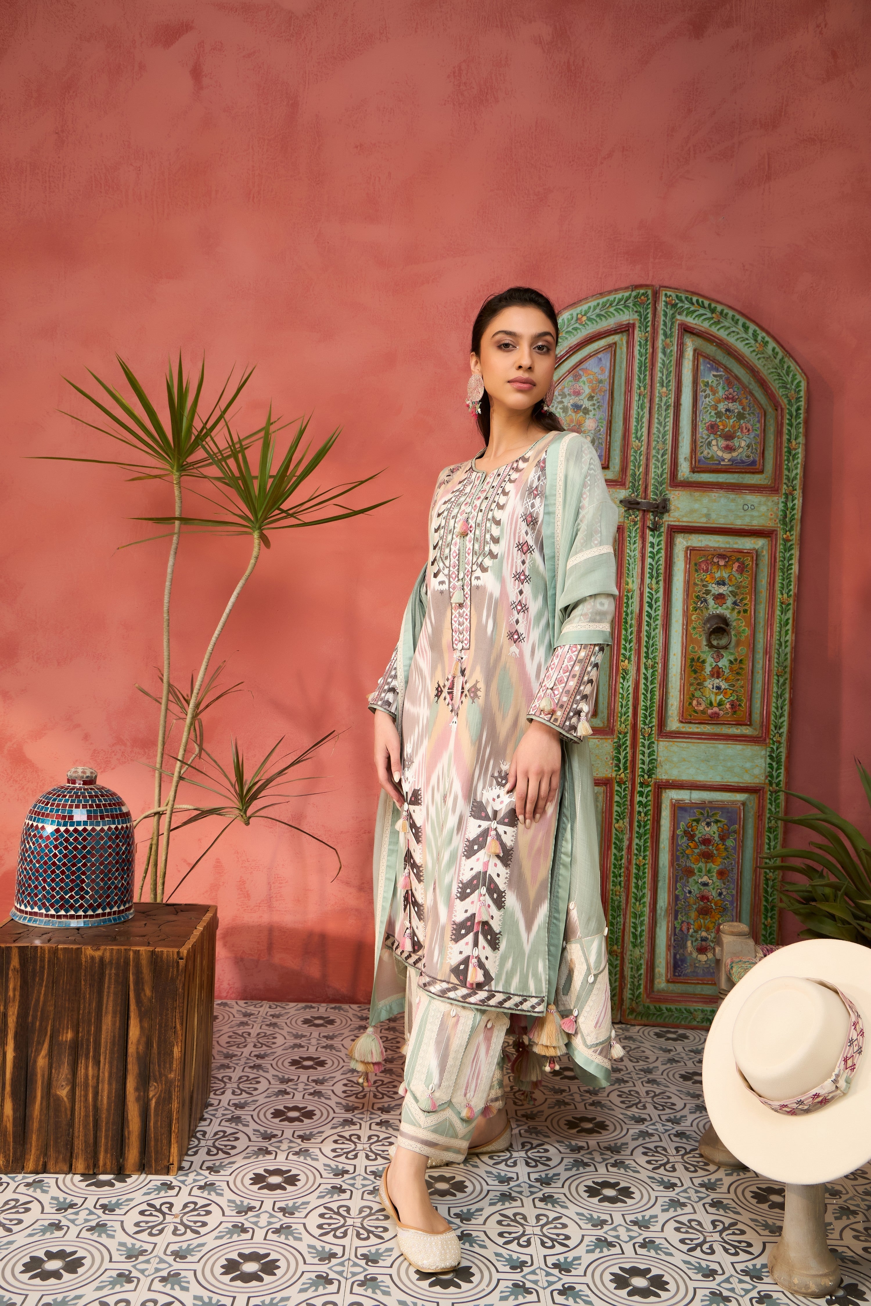 Ikat Baloch Long With Pants