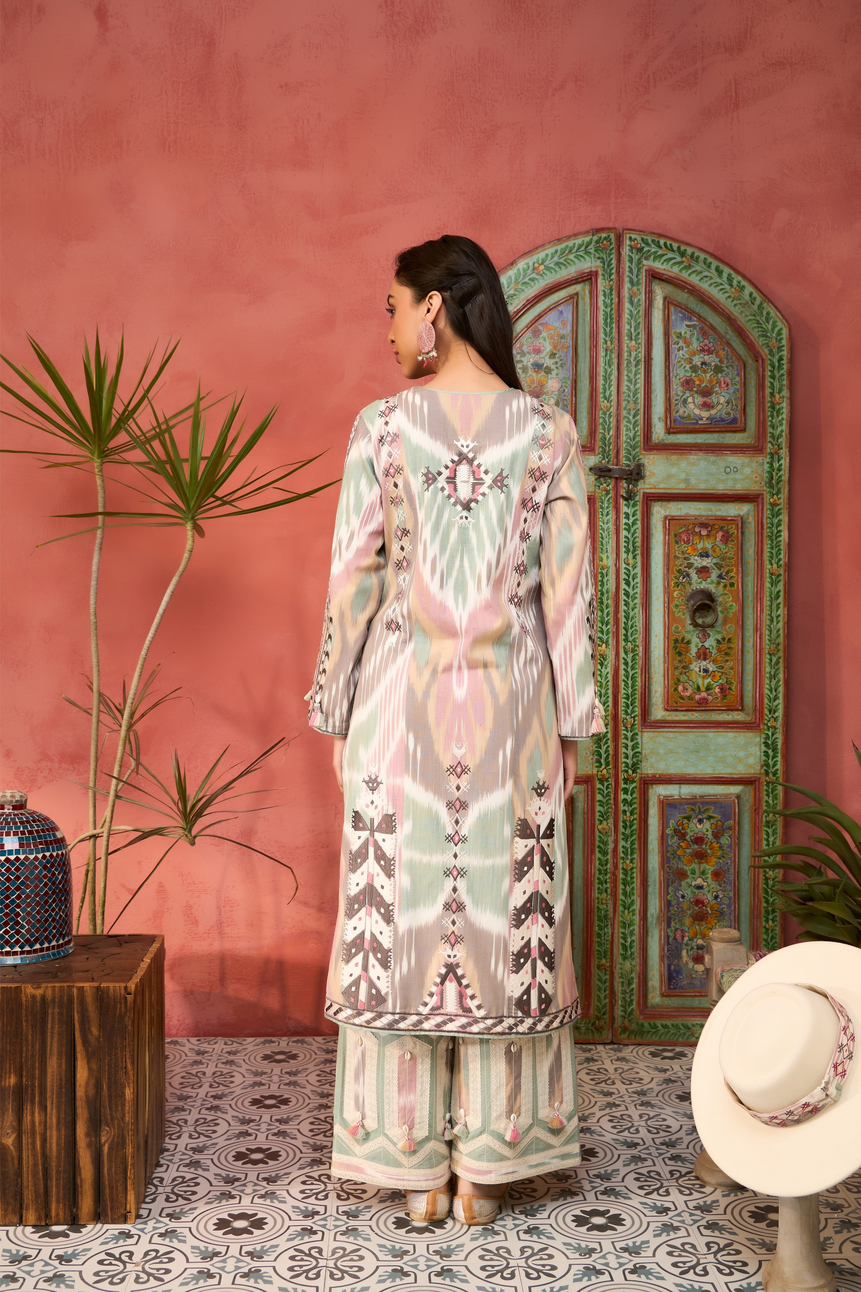 Ikat Baloch Long With Pants