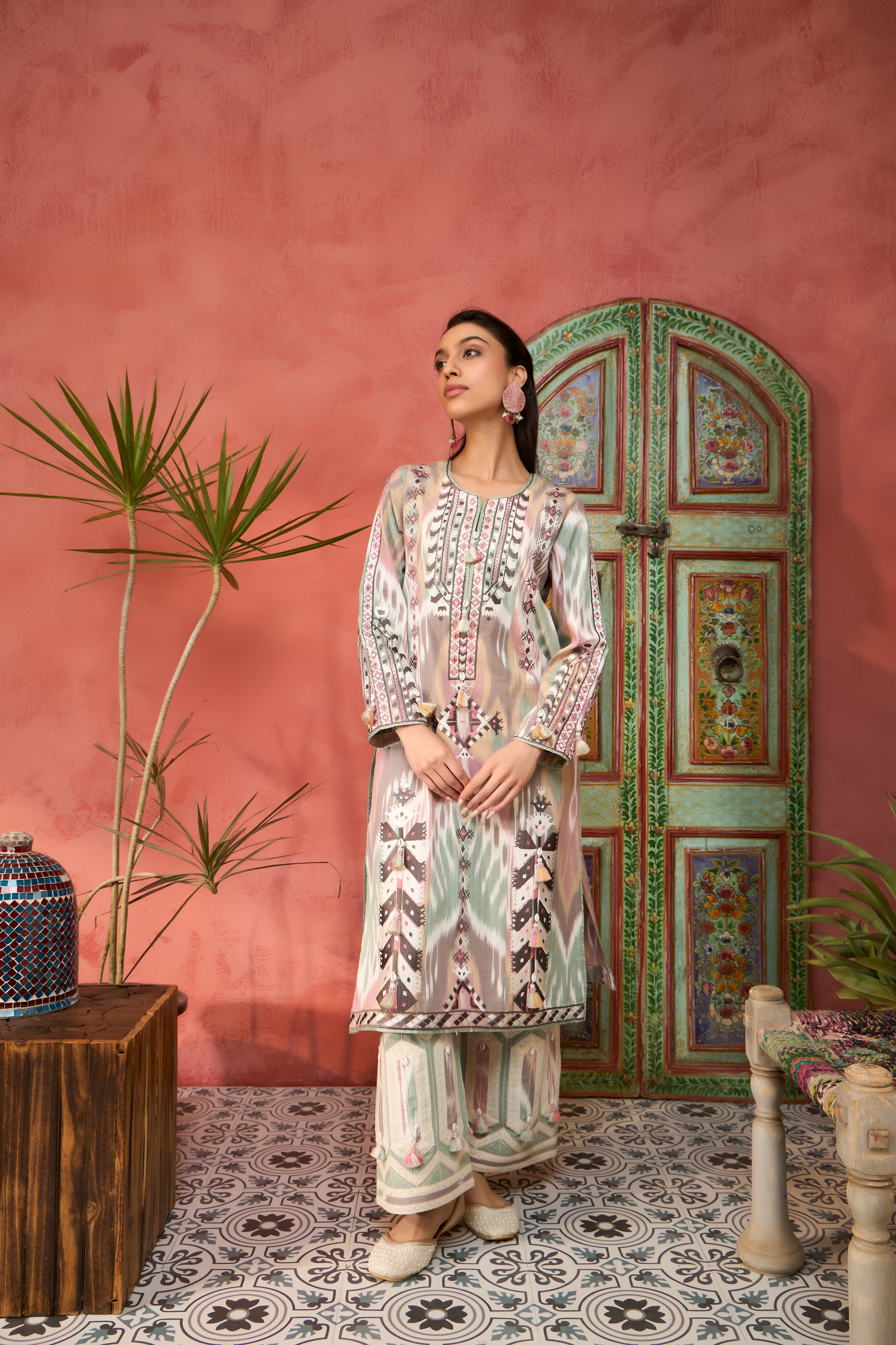 Ikat Baloch Long With Pants