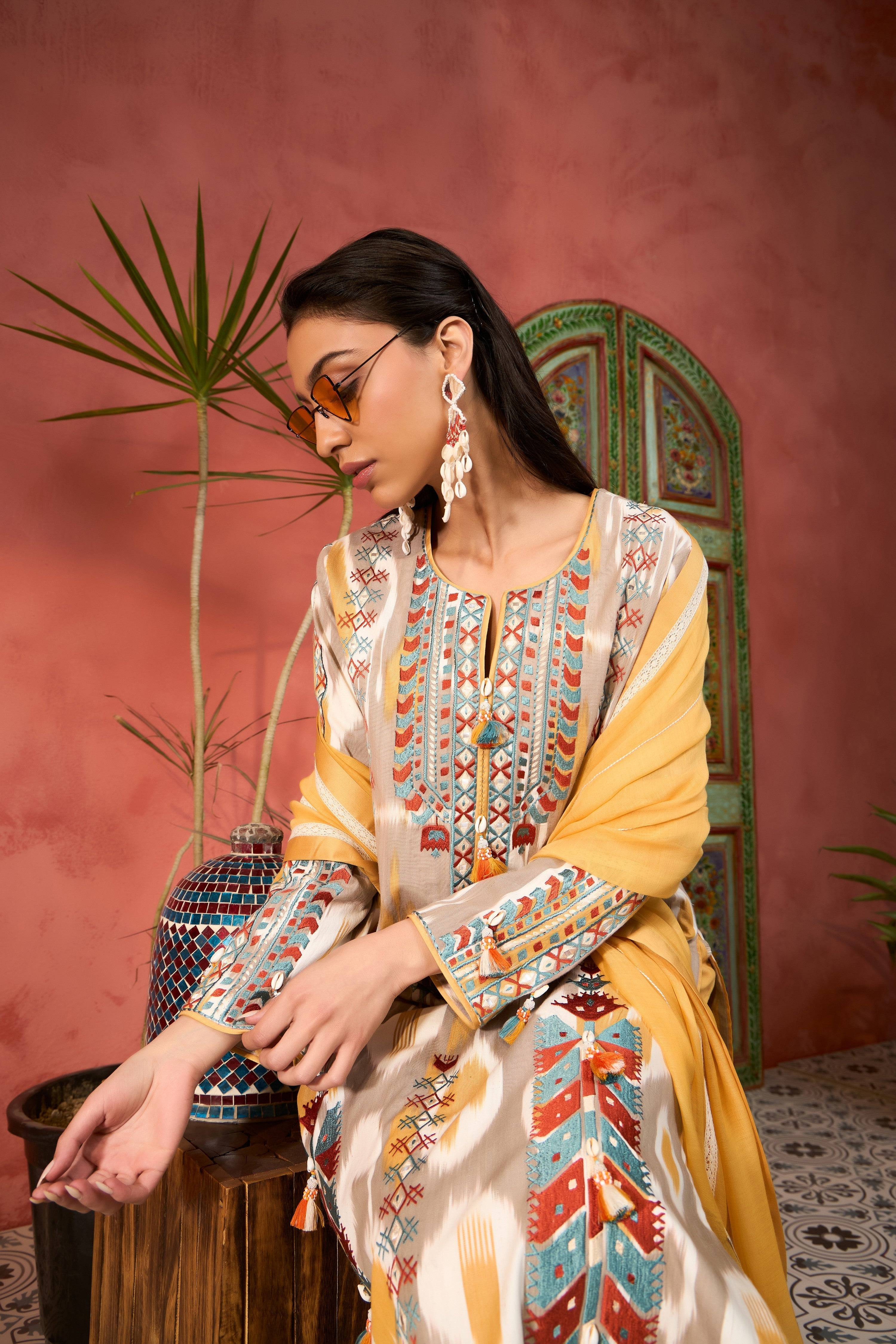 Ikat Baloch Long With Pants
