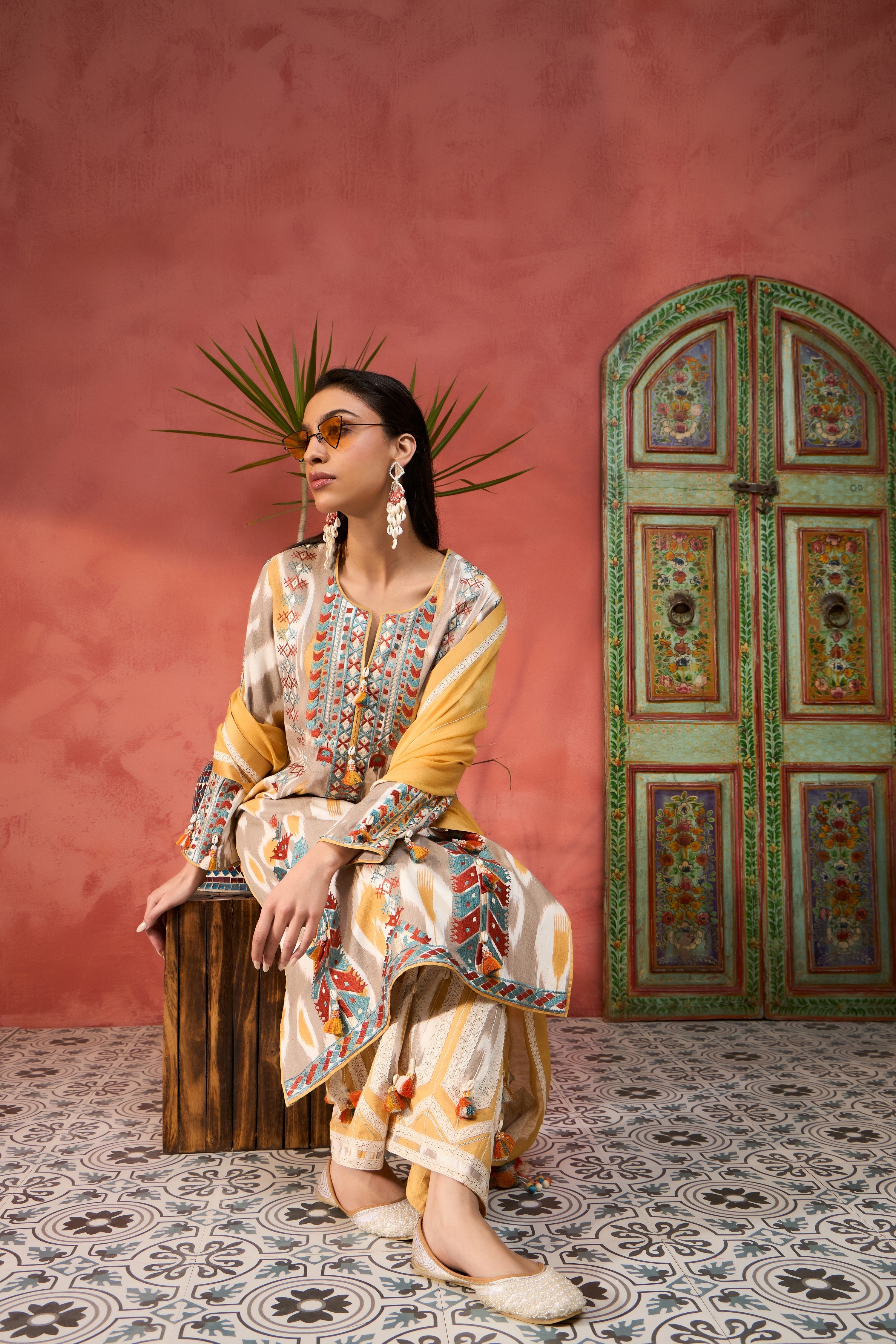 Ikat Baloch Long With Pants