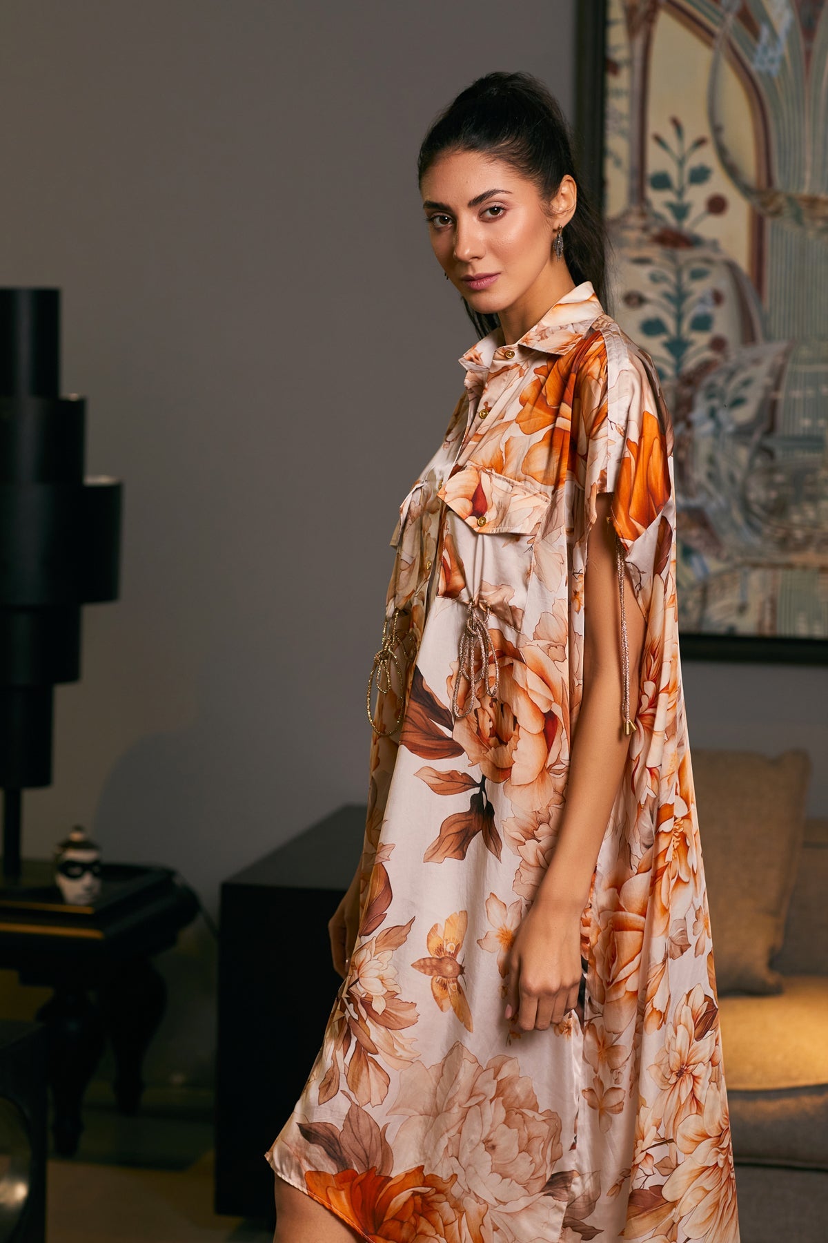 Goe Moth Printed Kaftaan Shirt (B)