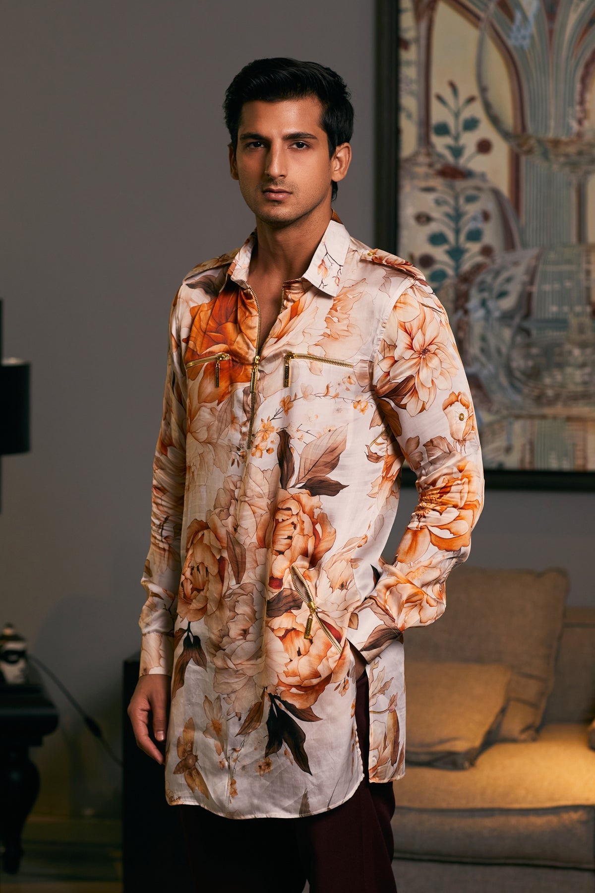 Goe Moth Printed Zipper Kurta (B)