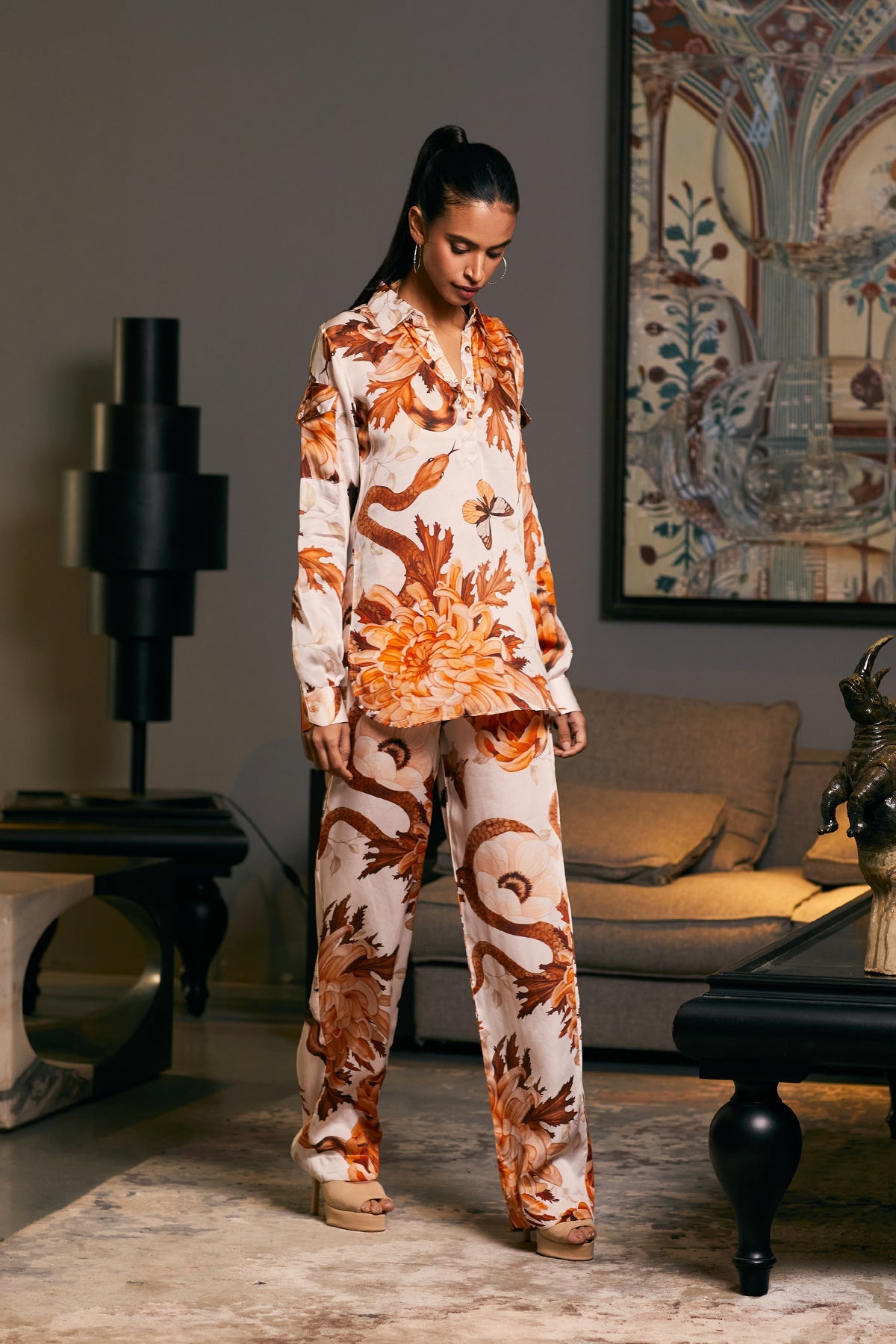 Goe Snake Printed Kurti Co-Ord Set (C)