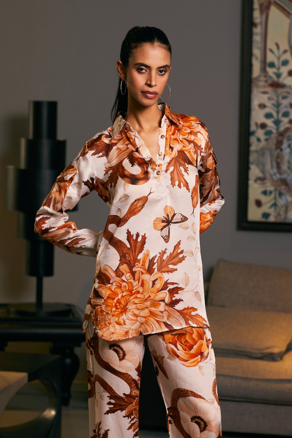 Goe Snake Printed Kurti Co-Ord Set (C)