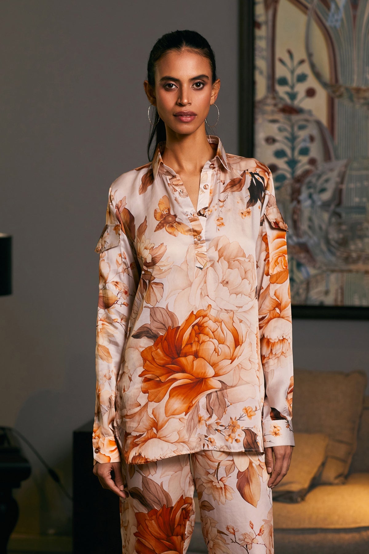 Goe Moth Printed Kurti Co-Ord Set(B)