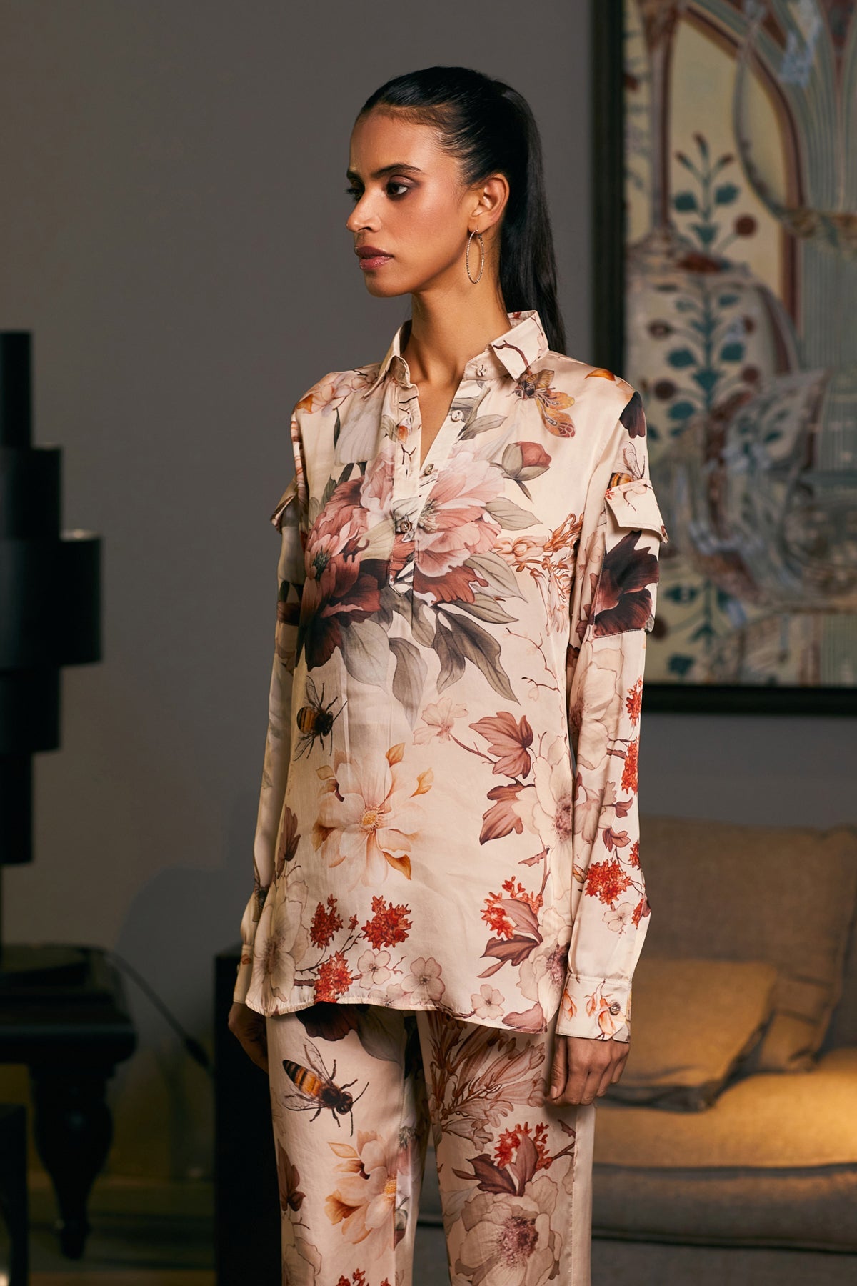 Goe Bumblebee Printed Kurti Co-Ord Set (A)