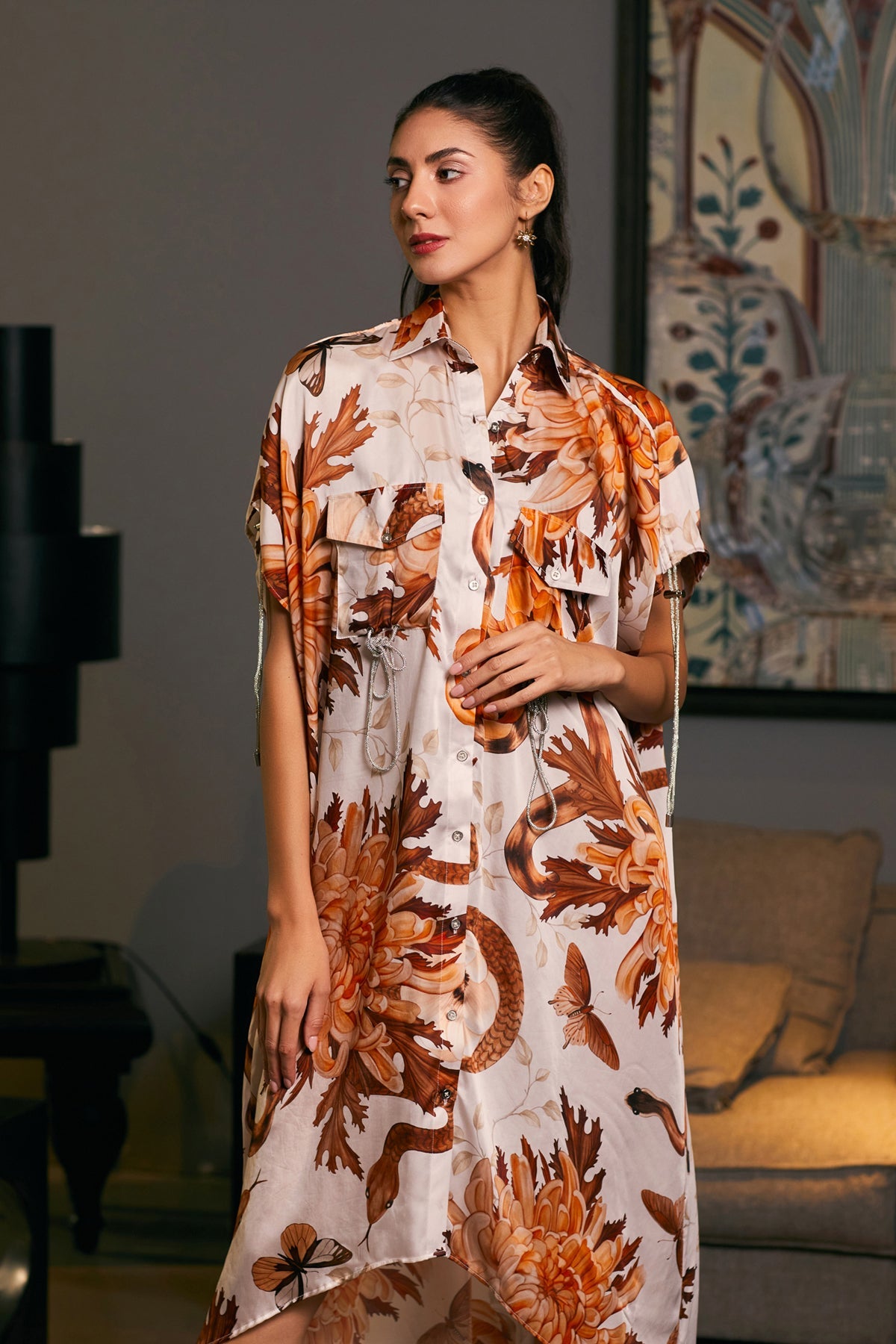 Goe Snake Printed Kaftaan Shirt (C)