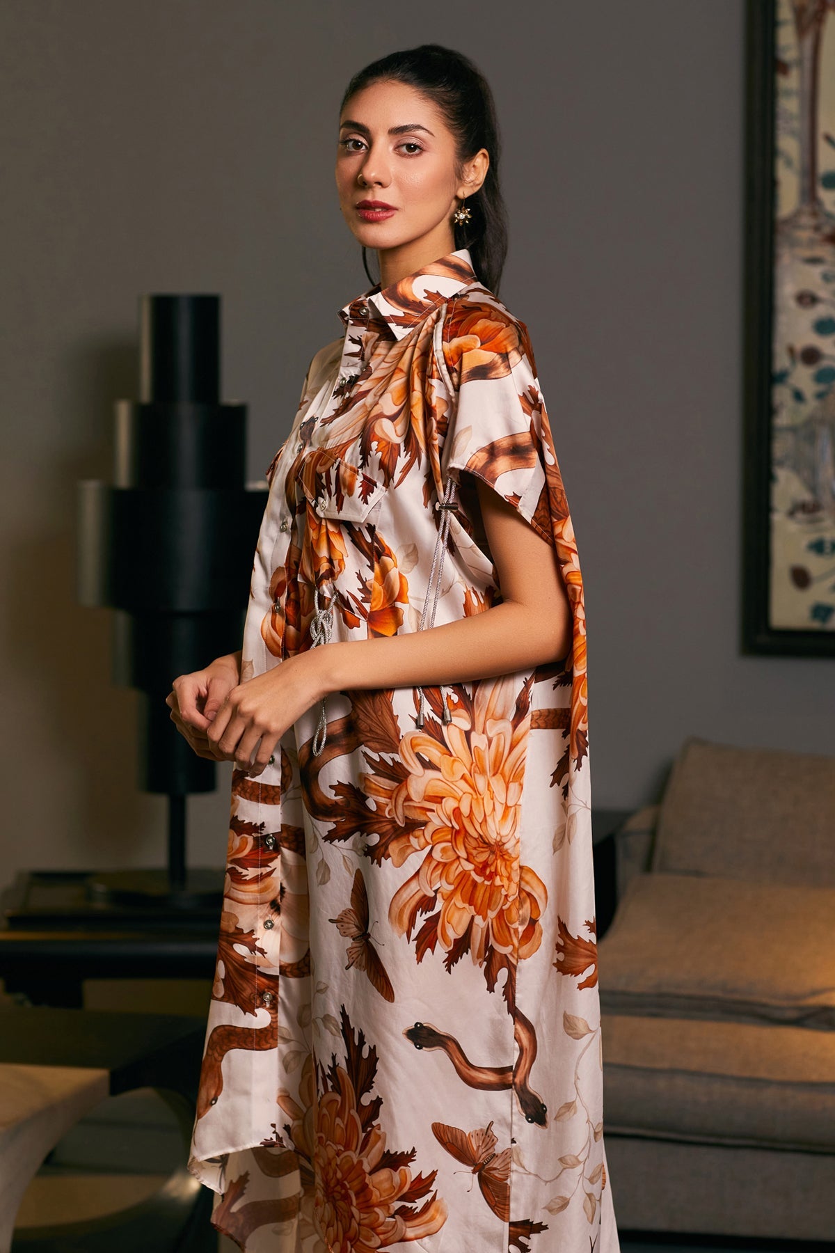 Goe Snake Printed Kaftaan Shirt (C)