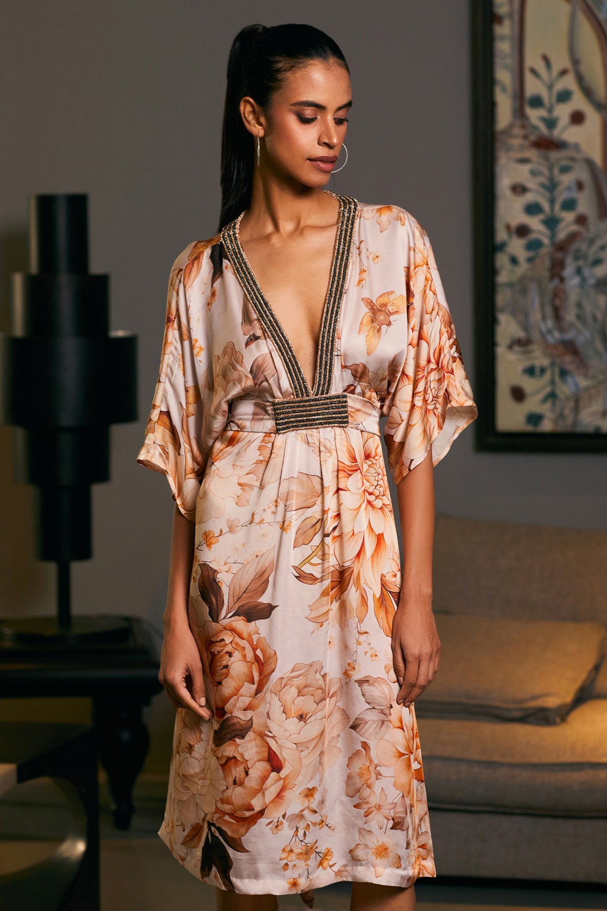 Goe Moth Printed Rope Kaftaan Dress (B)