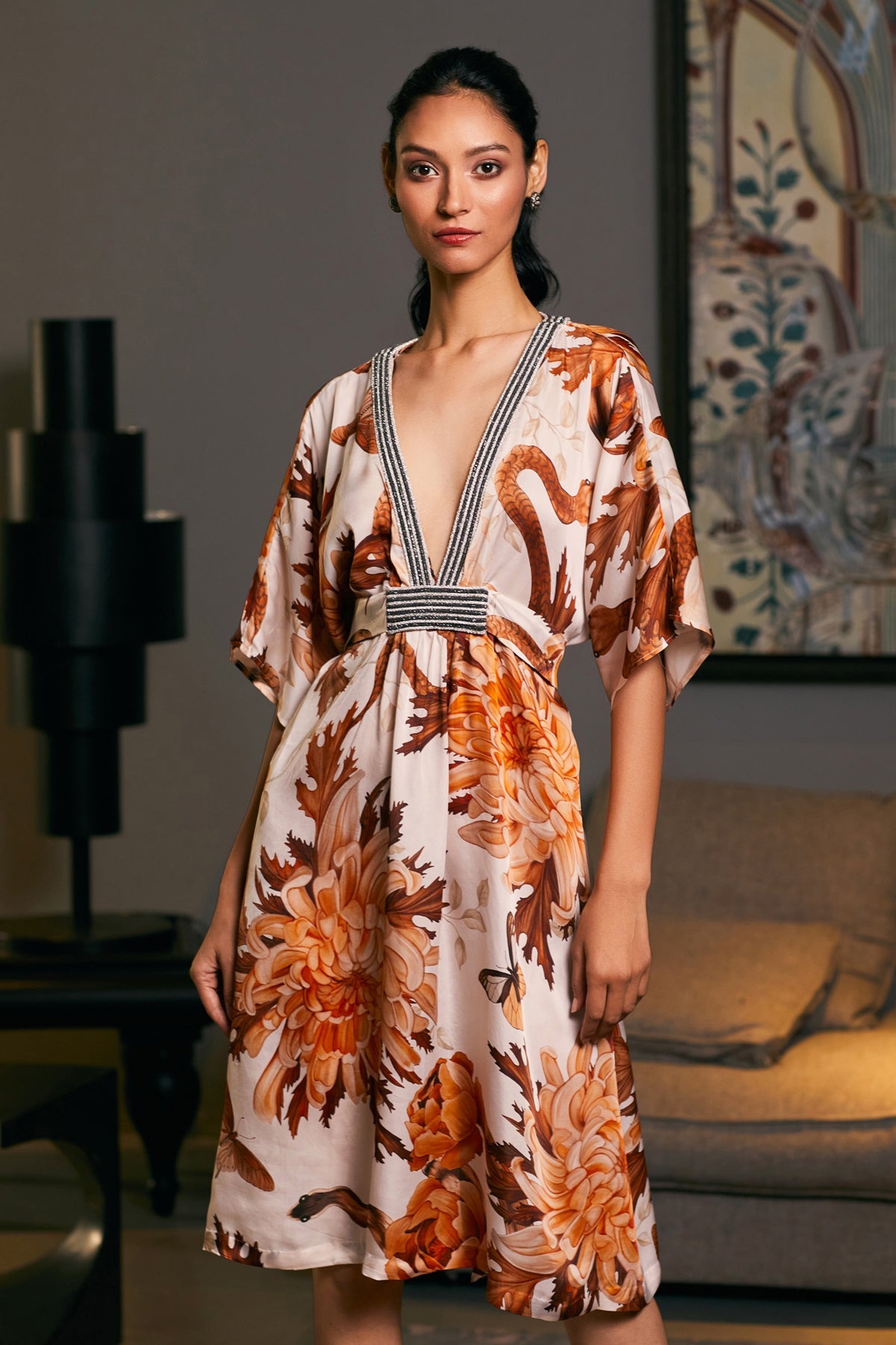 Goe Snake Printed Rope Kaftaan Dress (C)