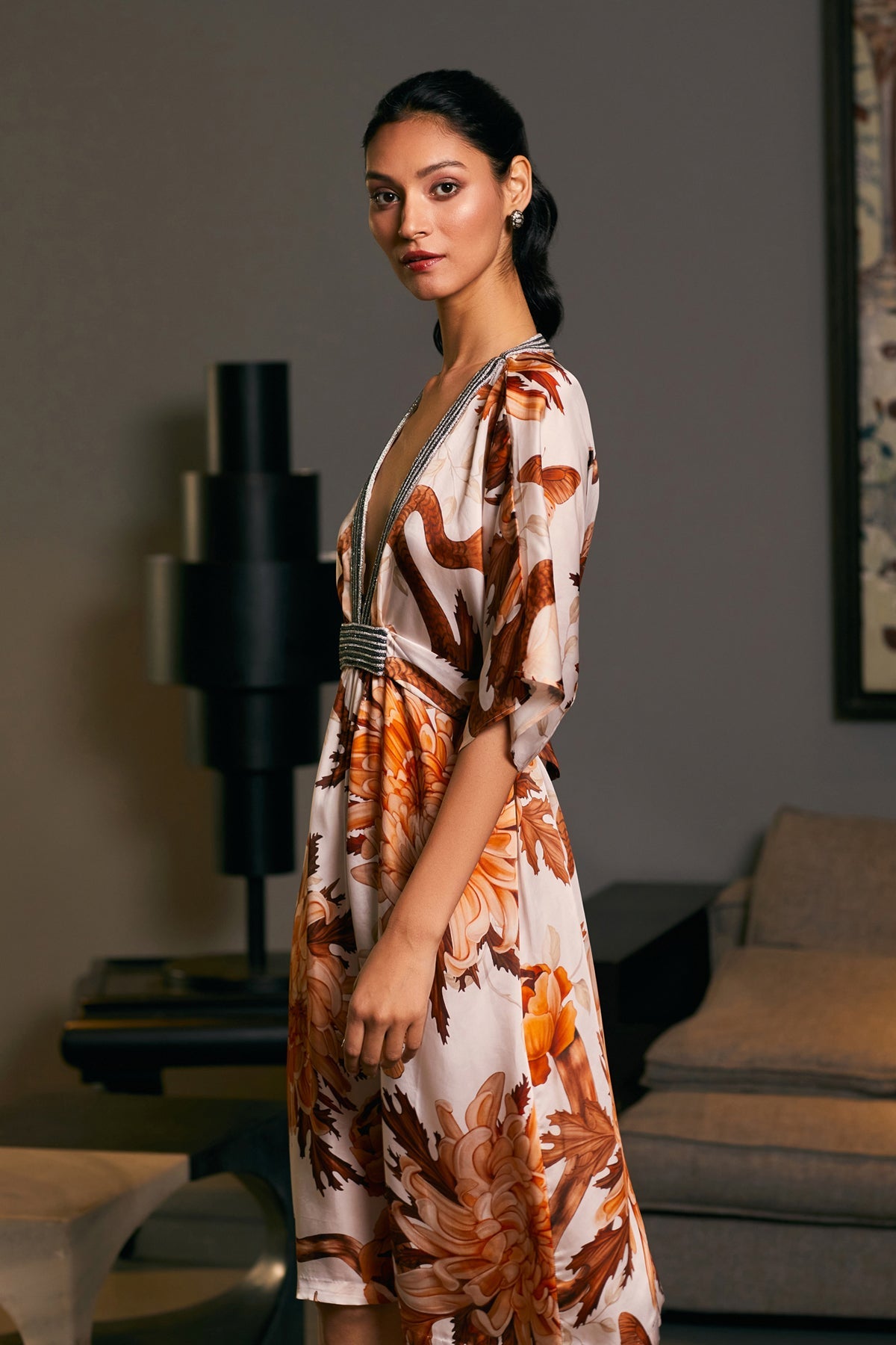 Goe Snake Printed Rope Kaftaan Dress (C)