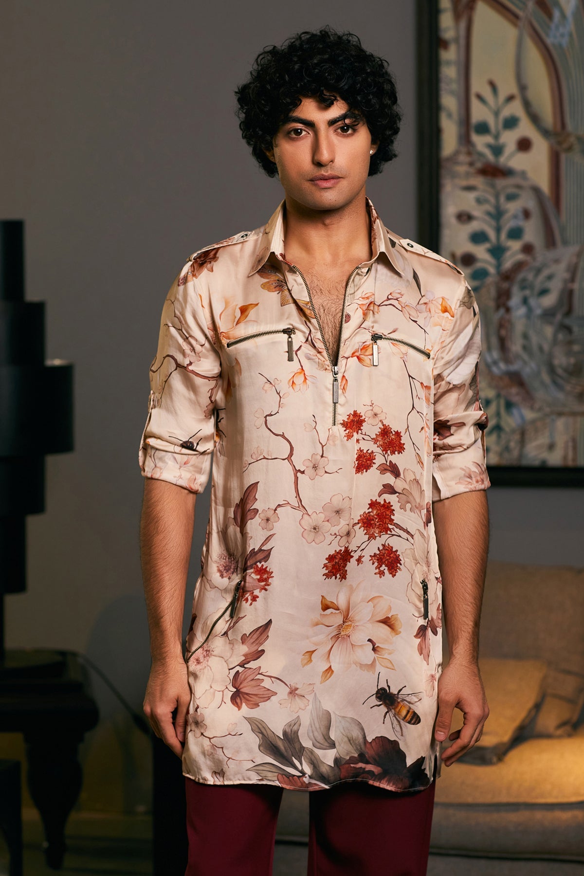 Goe Bumblebee Printed Zipper Kurta(A)