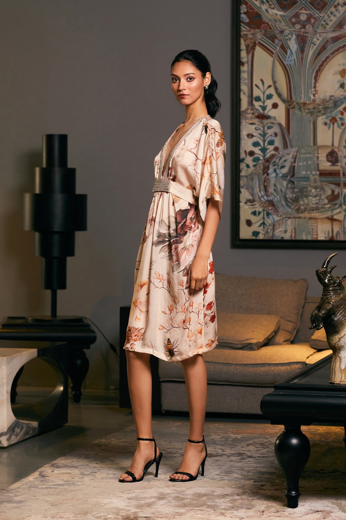 Goe Bumblebee Printed Rope Kaftaan Dress (A)