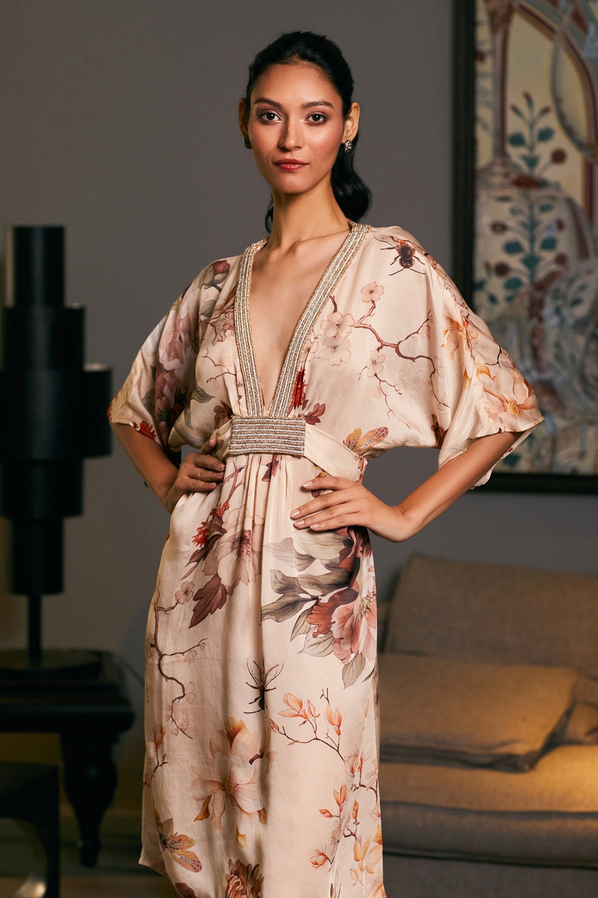 Goe Bumblebee Printed Rope Kaftaan Dress (A)