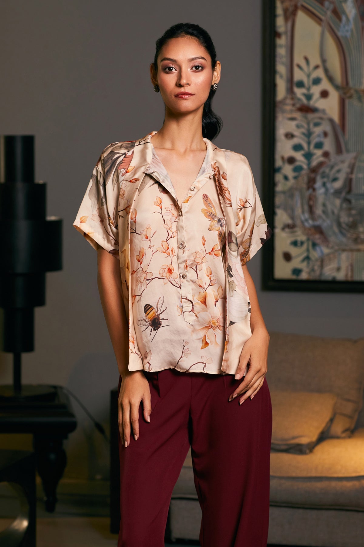 Goe Bumblebee Printed Bow Top (A)