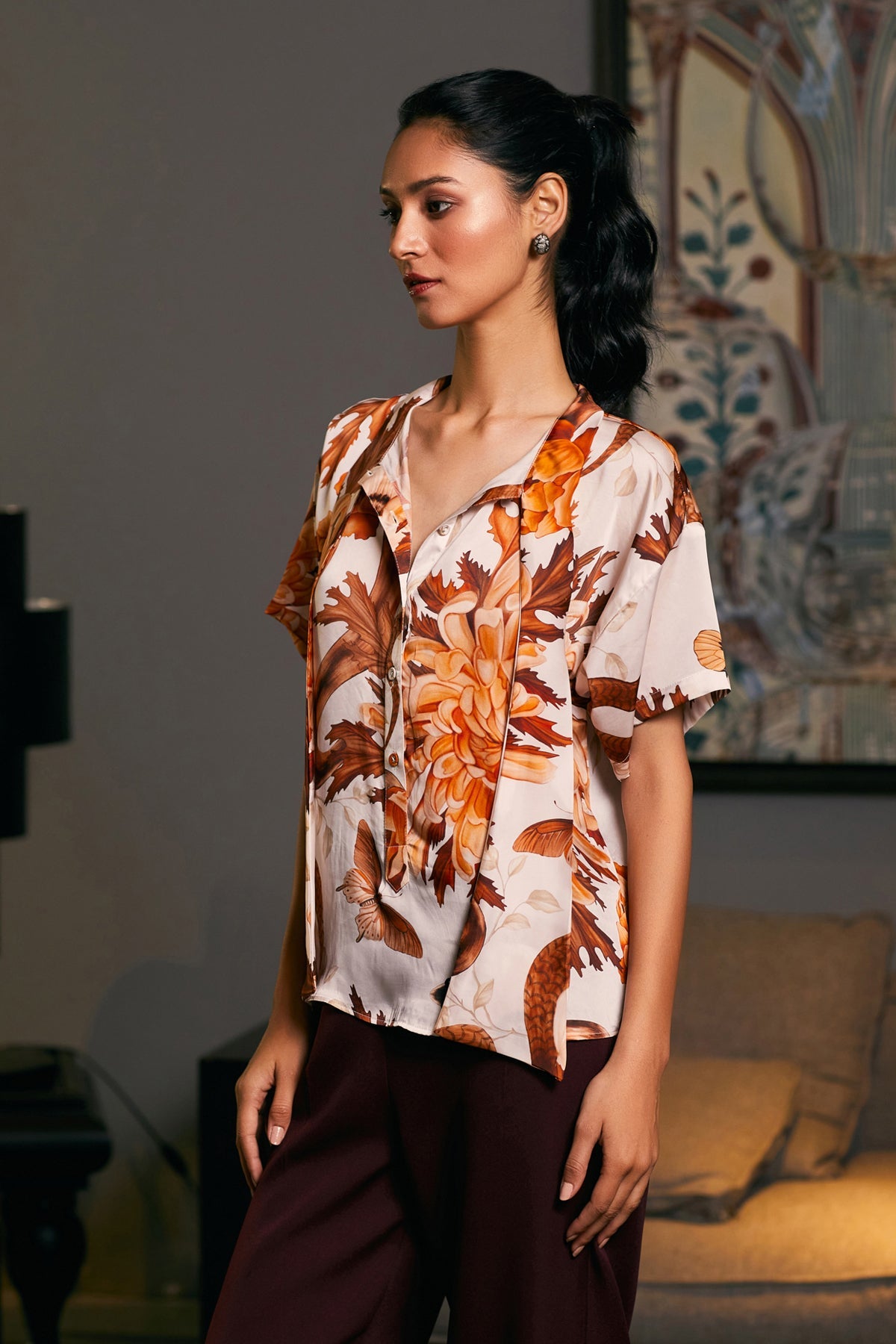 Goe Snake Printed Bow Top (C)