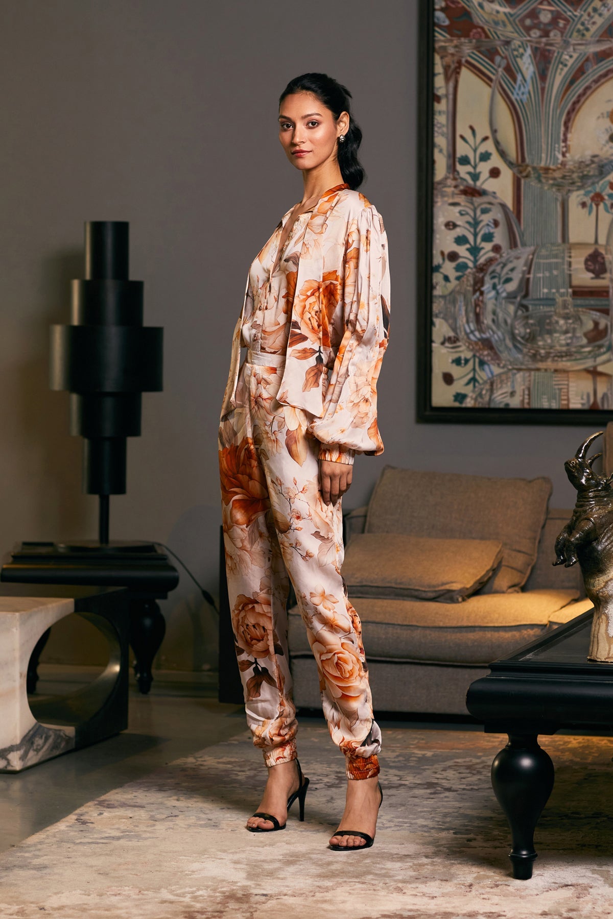 Goe Moth Printed Pleated Co-Ord Set (B)