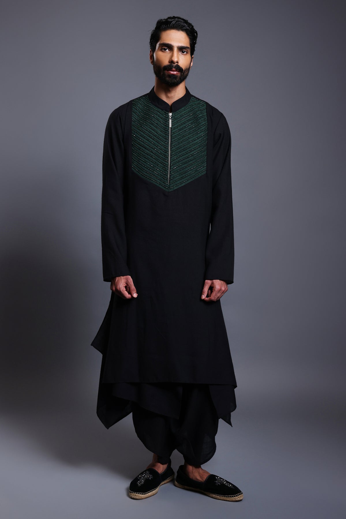 Cf Draped Kurta Emerald