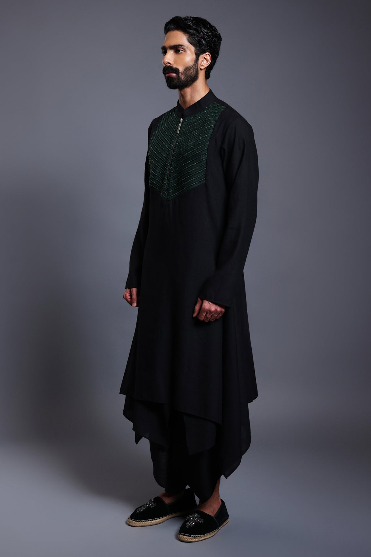 Cf Draped Kurta Emerald
