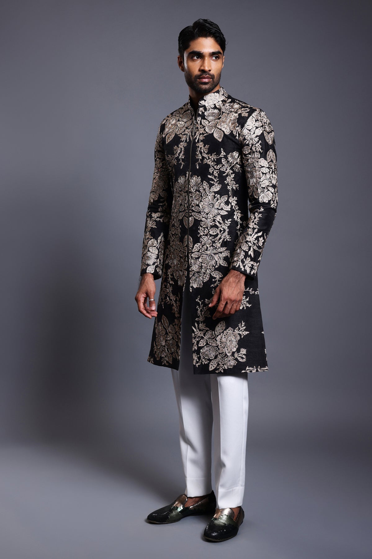 Cf Zari Sherwani Black