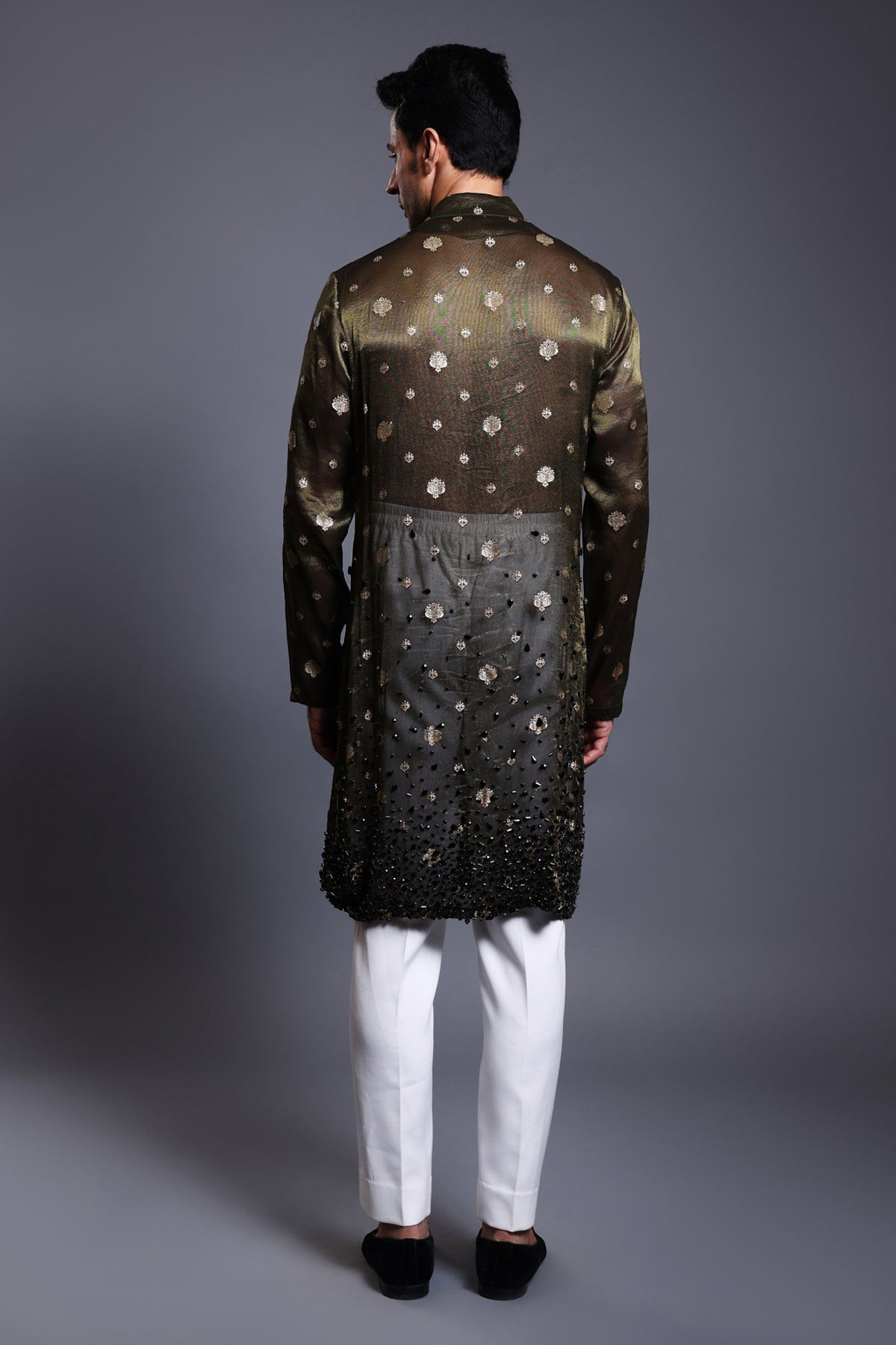 Cf Chanderi Zircon Kurta Emerald